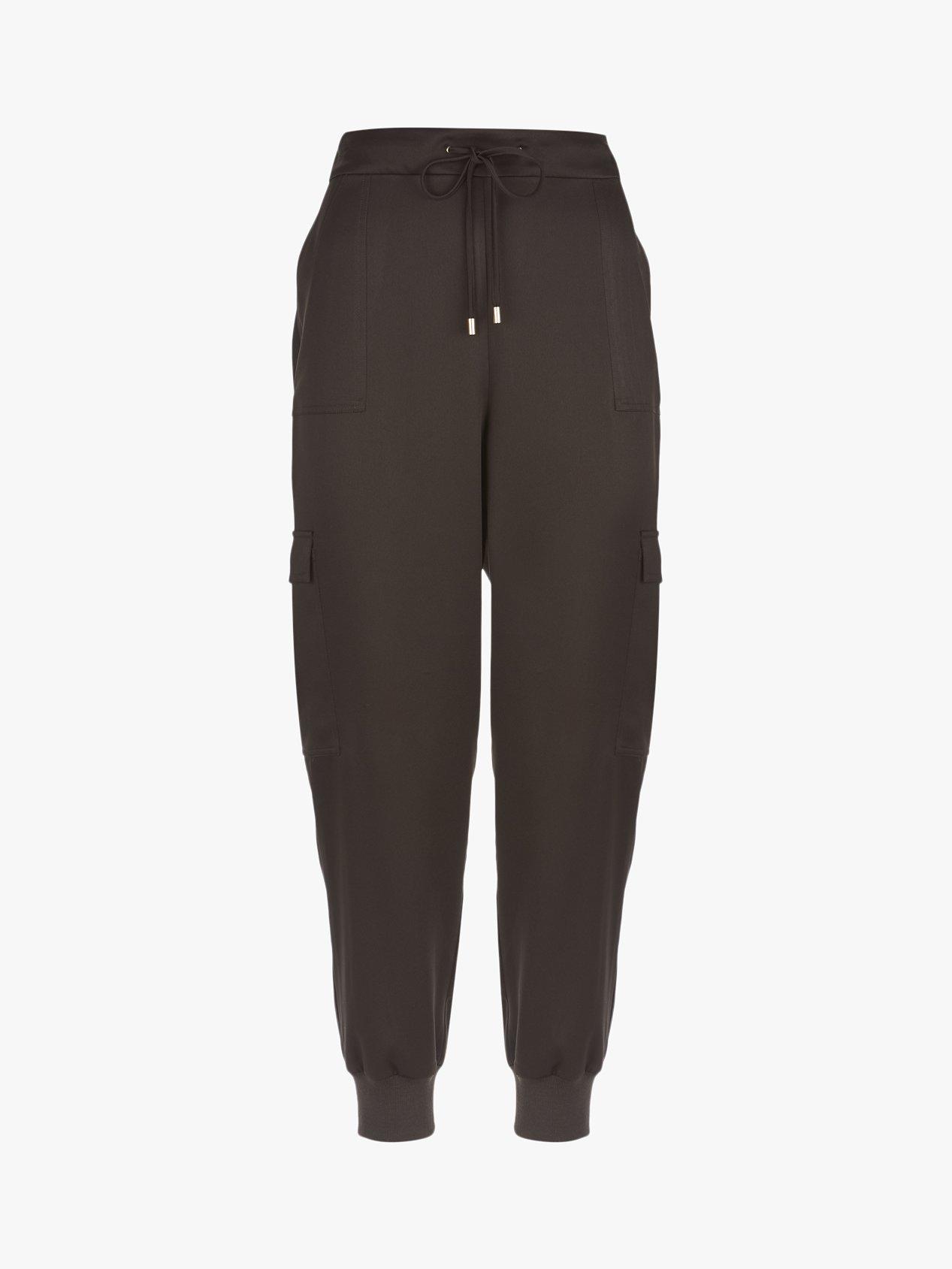 Mint Velvet Satin Cargo Pants, Brown