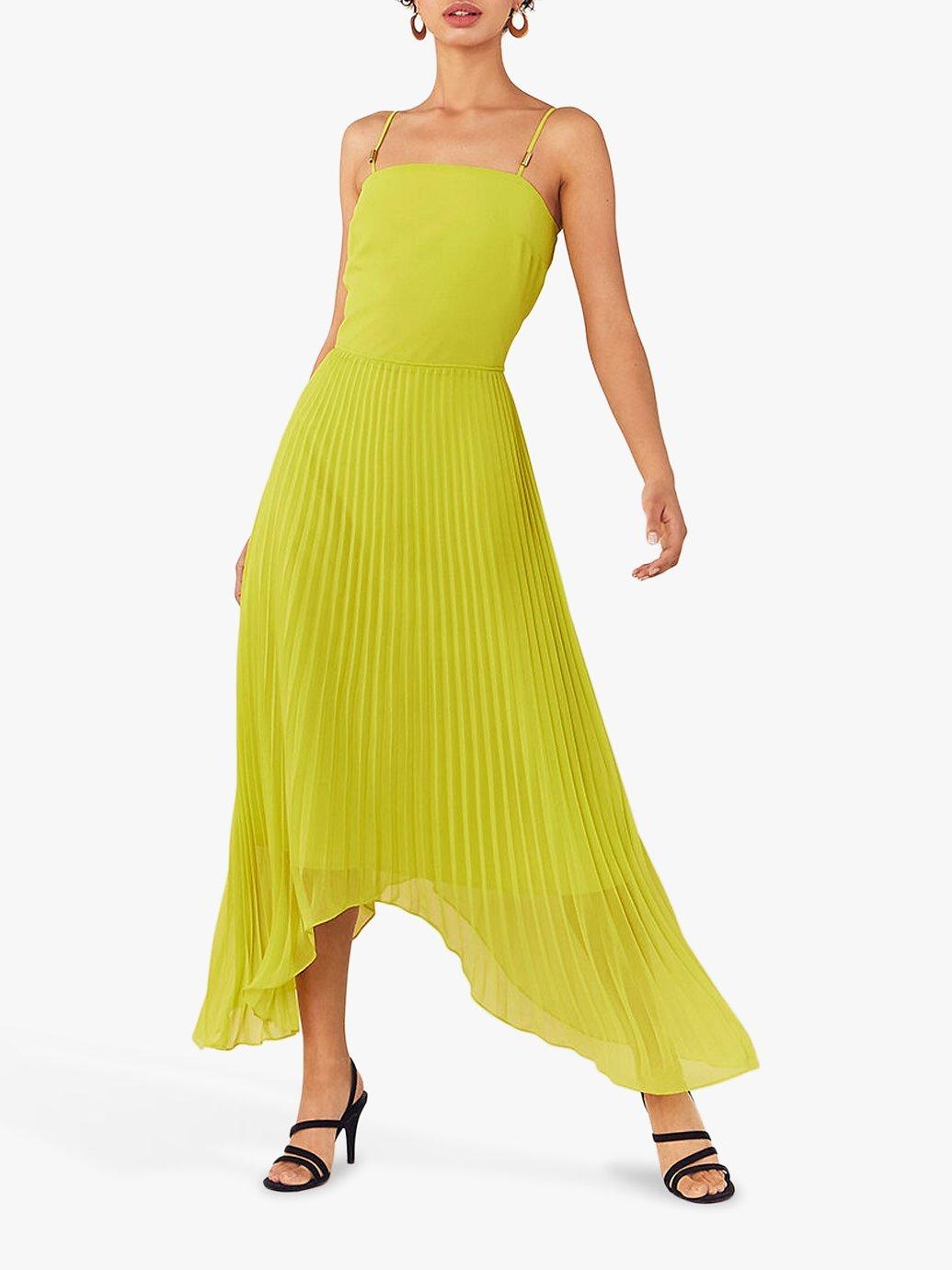 Oasis Pleat Asymmetric Dress Lime Green