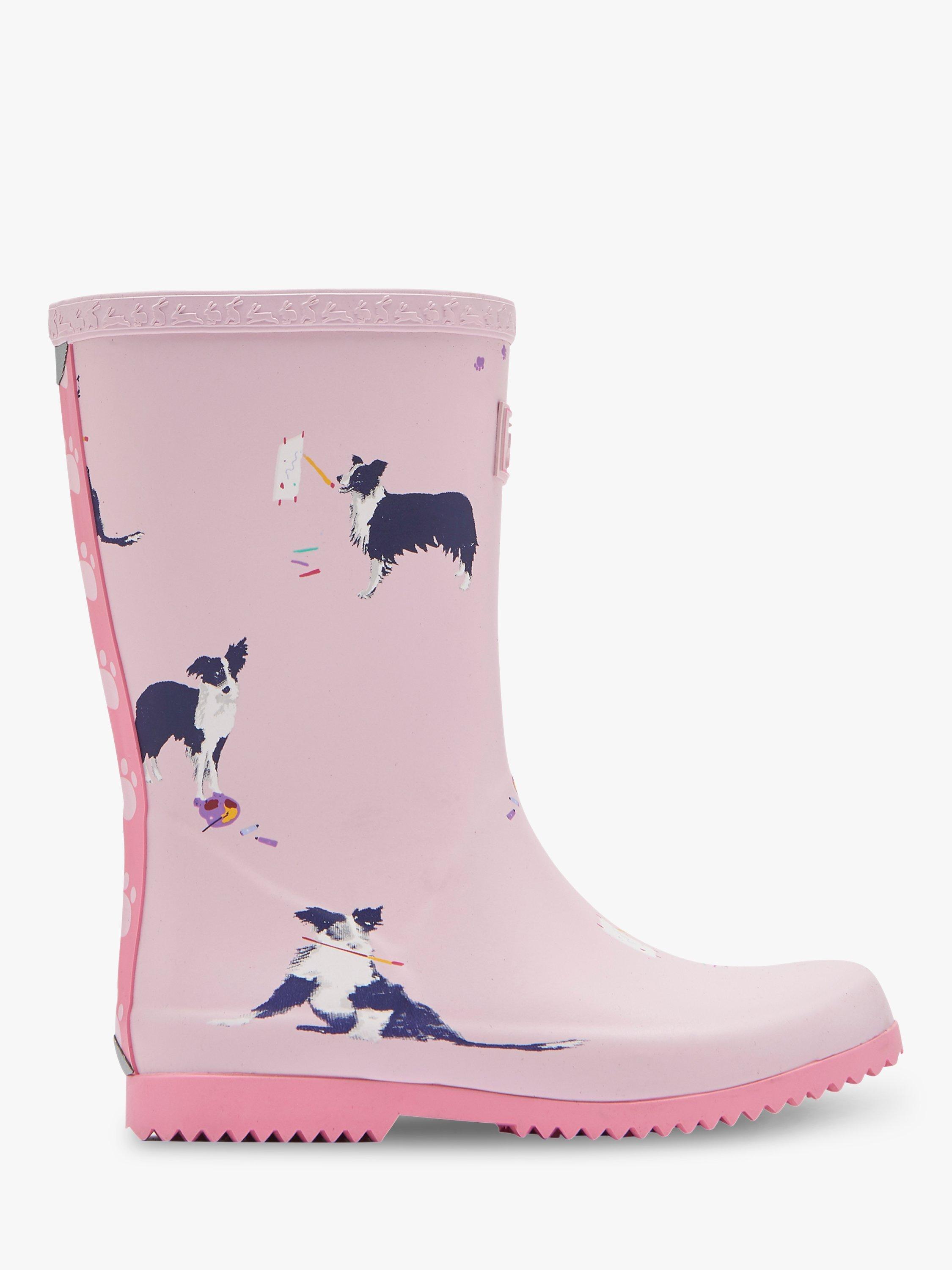 Little Joule Children s Fun Dog Wellington Boots Pink