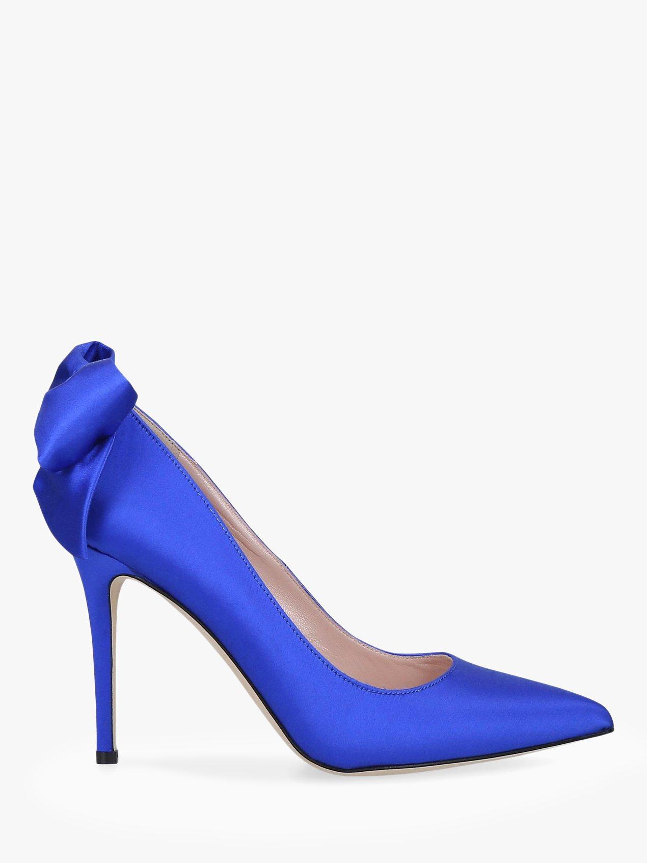 SJP by Sarah Jessica Parker Lucille Bow Detail Stiletto Heel Satin Court Shoes, Blue