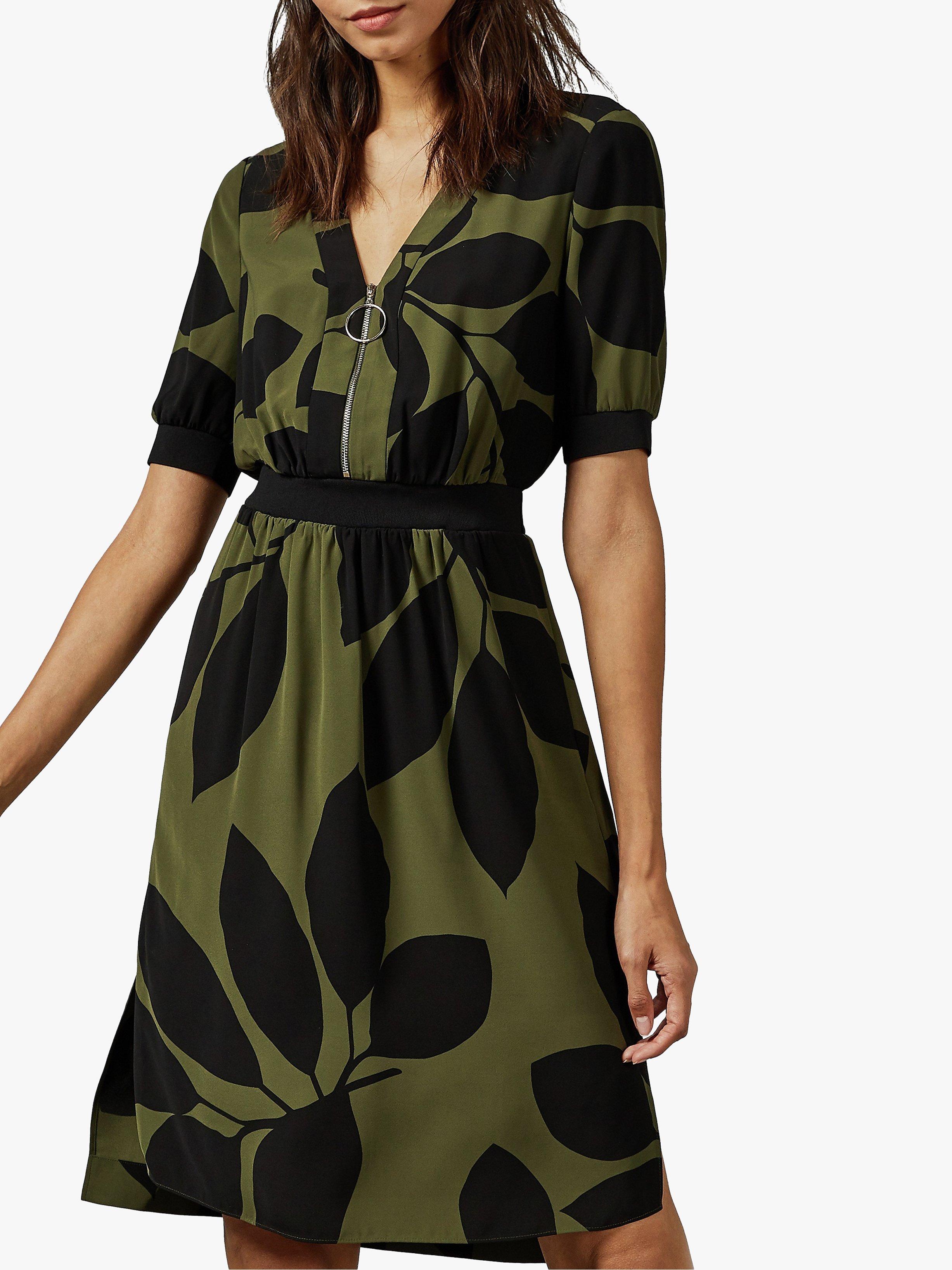Ted Baker Telavee Floral Dress Green Khaki