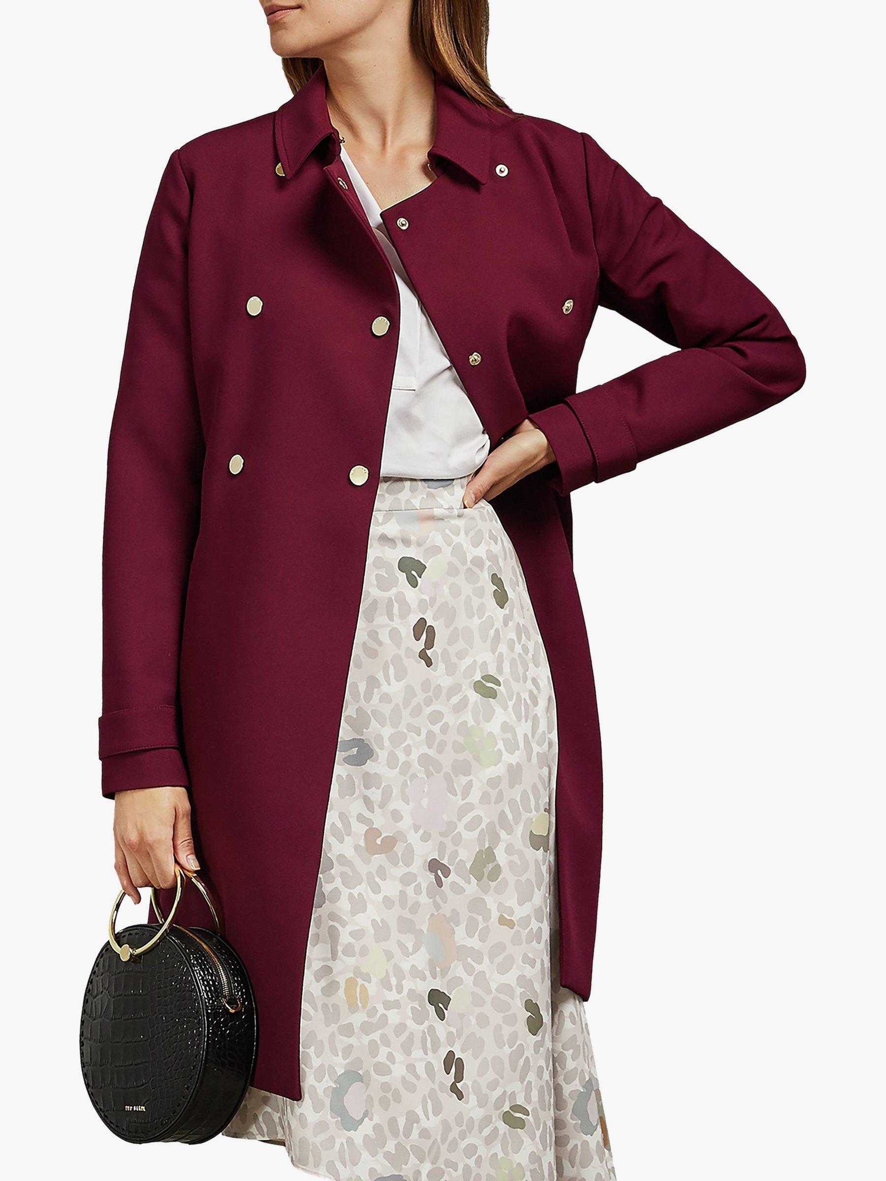 Ted Baker Beauy Double Breasted Trench Coat, Bordeaux Red
