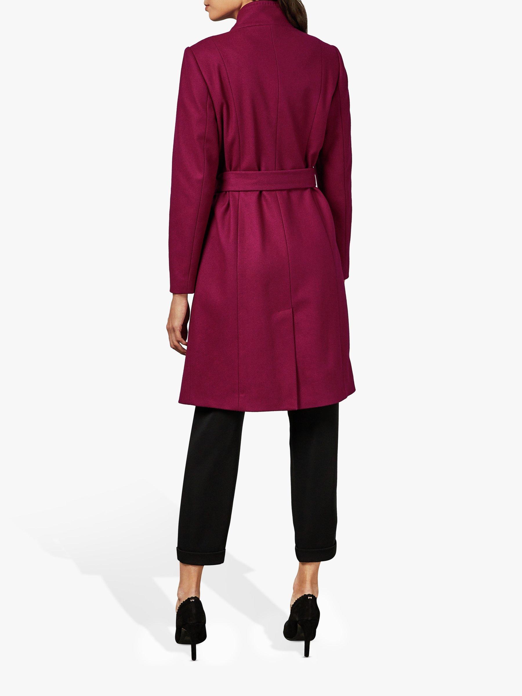 Ted Baker Ellgenc Belted Wool Blend Coat Pink Dark