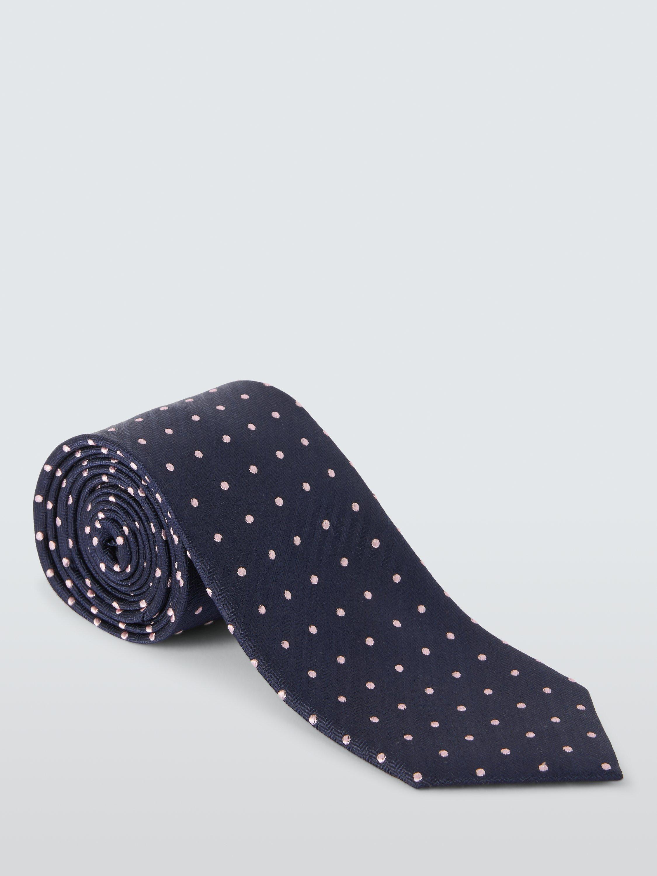 John Lewis Dot Silk Tie, Navy/Pink, One Size