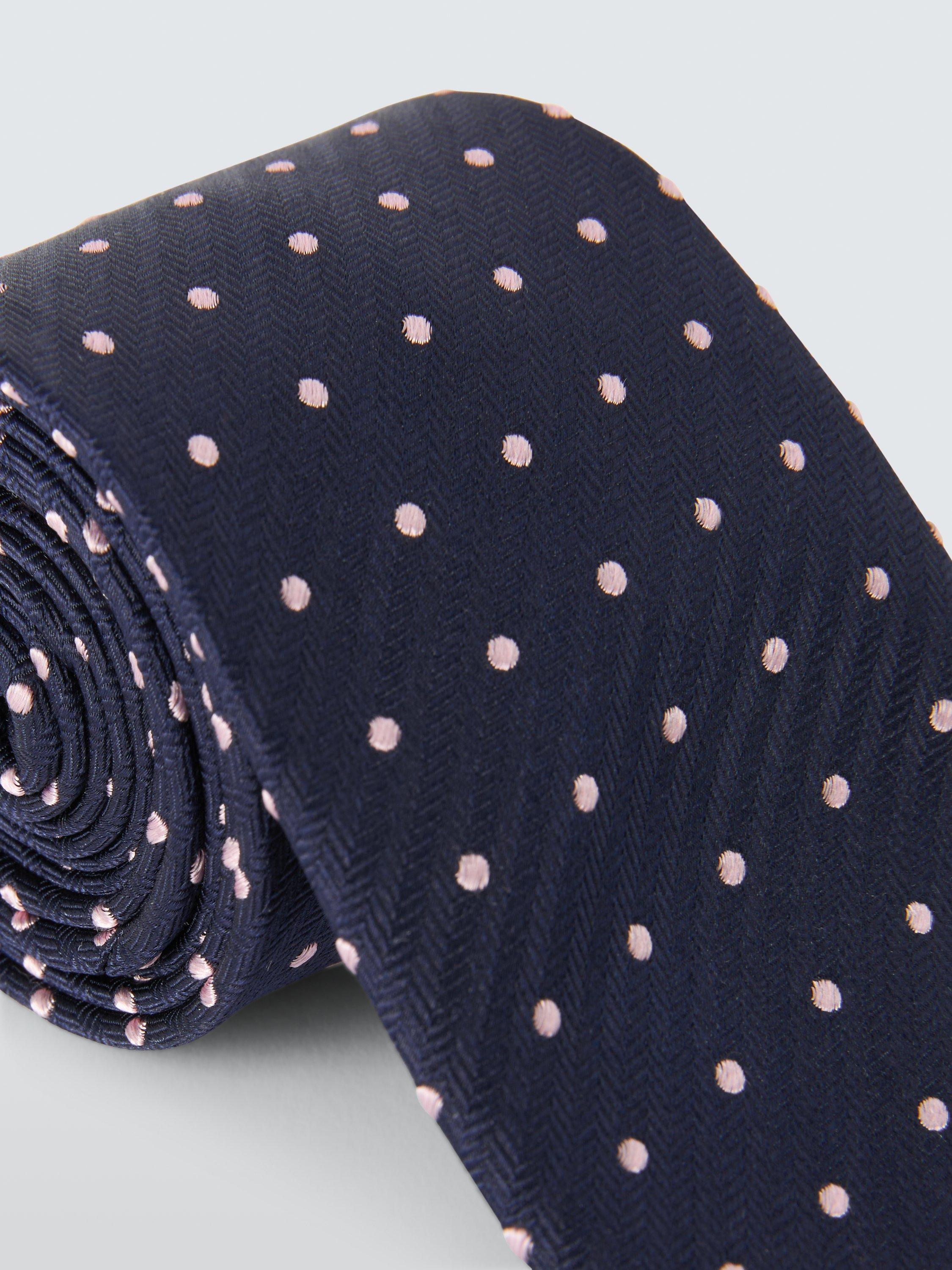 John Lewis Dot Silk Tie, Navy/Pink, One Size