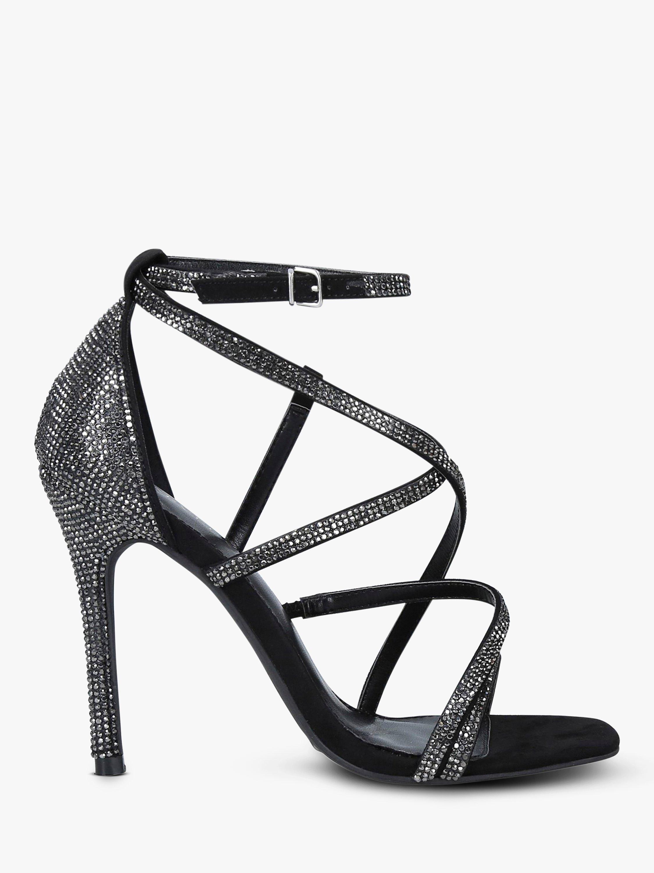 Carvela Ginger Sparkly Stiletto Heel Strappy Sandals Black