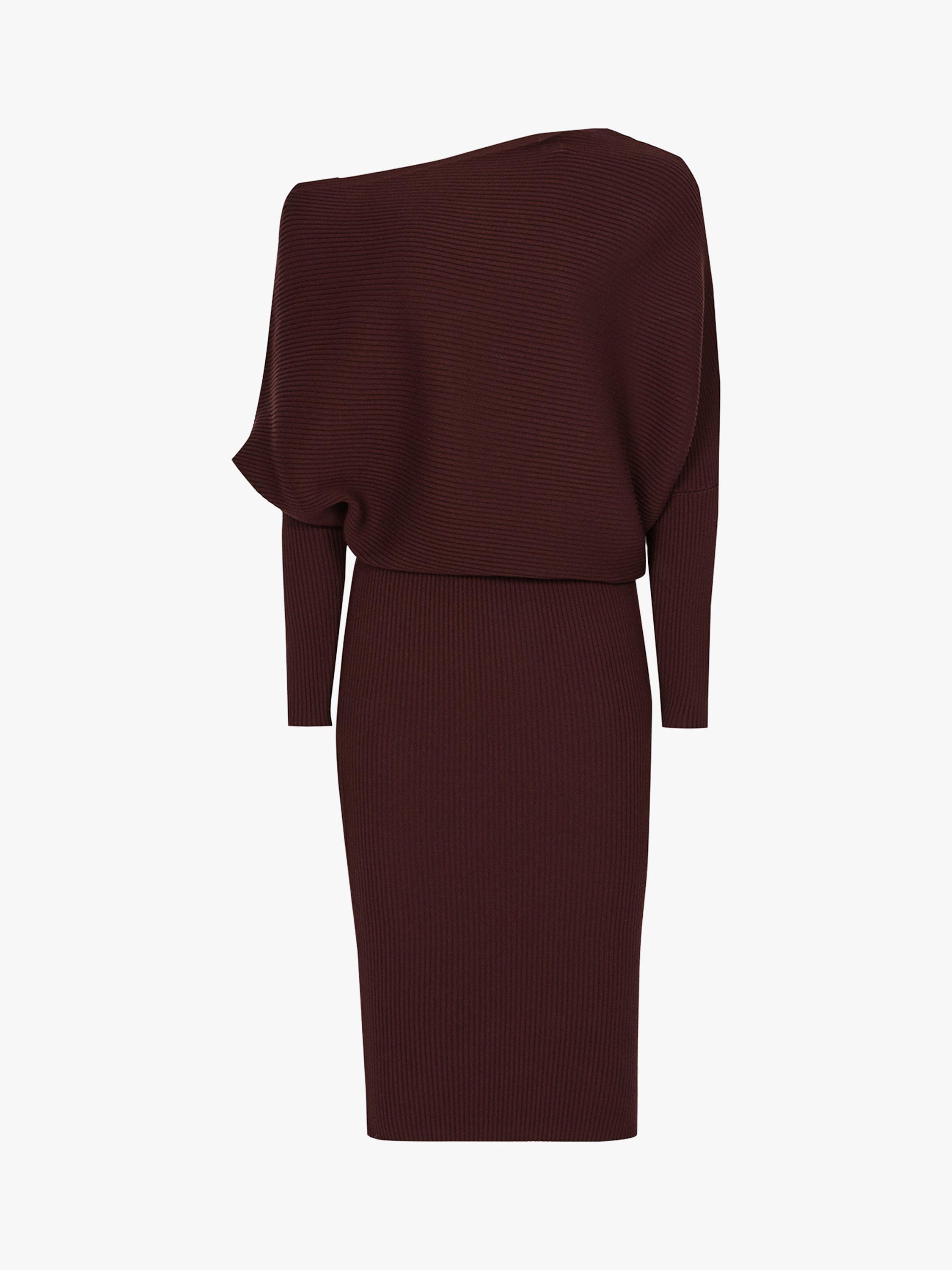 Reiss Lara Off Shoulder Knitted Dress, Pomegranate