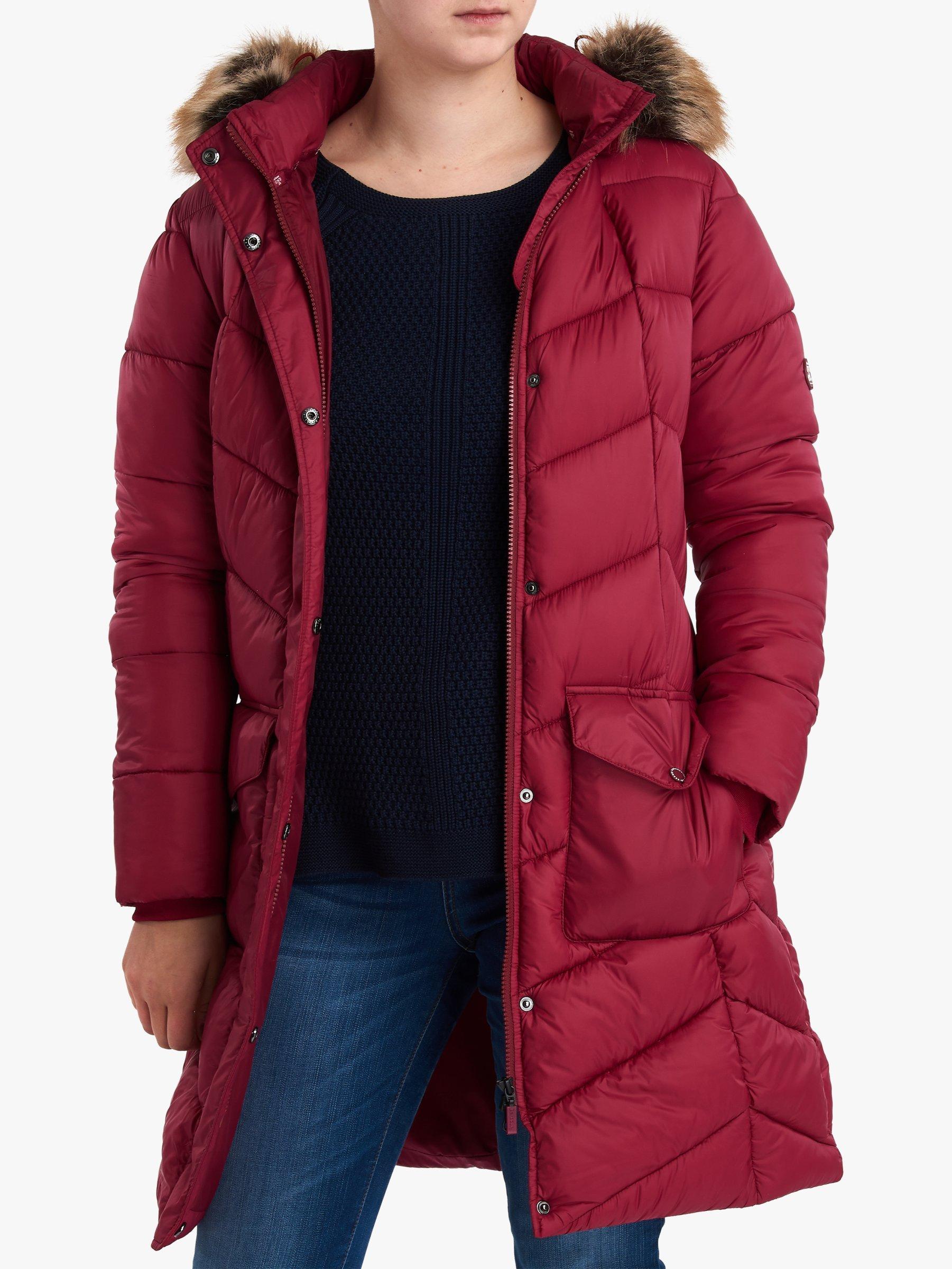 Barbour Clam Quilted Hooded Jacket, Deep Pink, 12