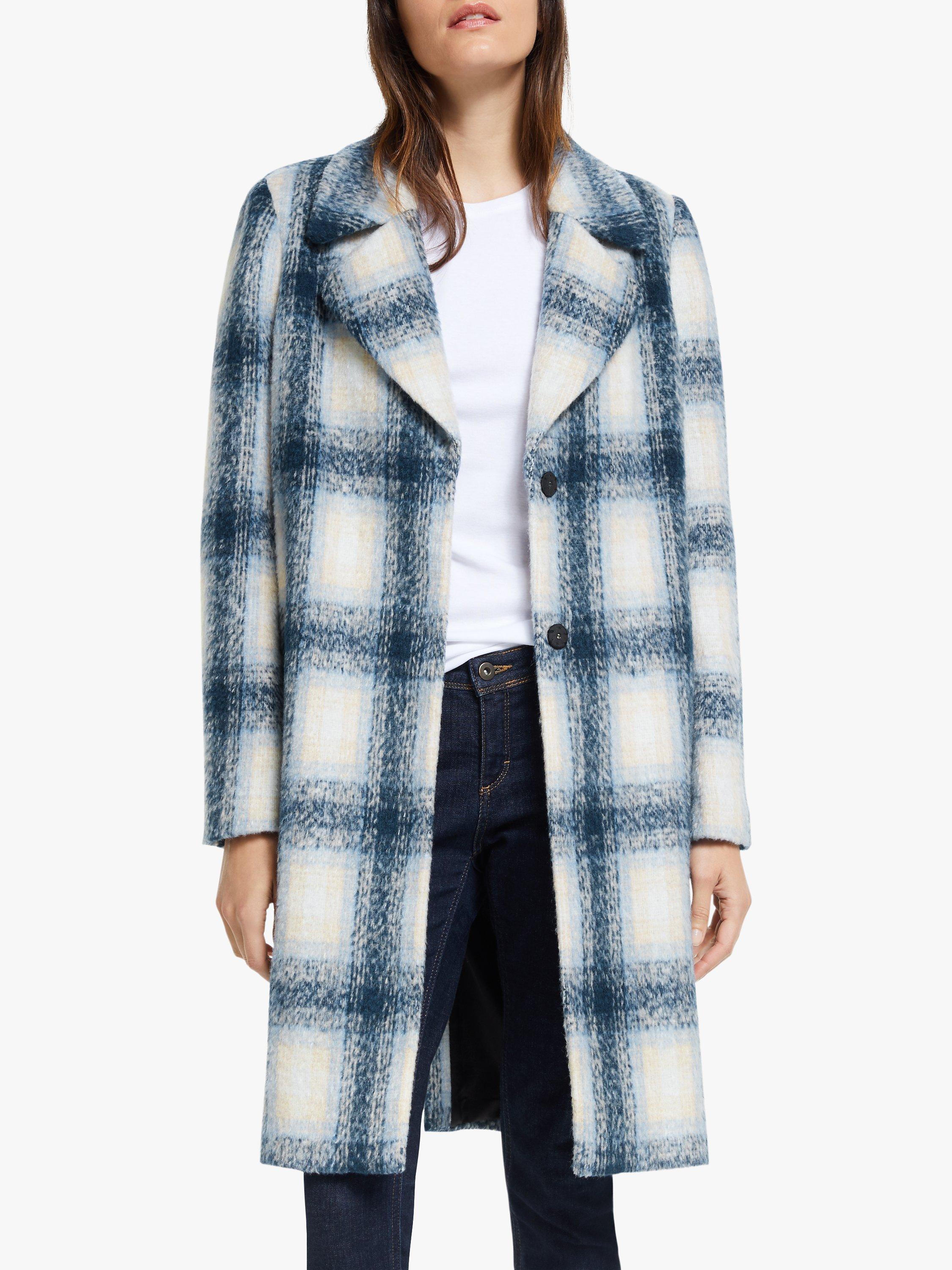 Y.A.S Heather Checked Coat, Blue