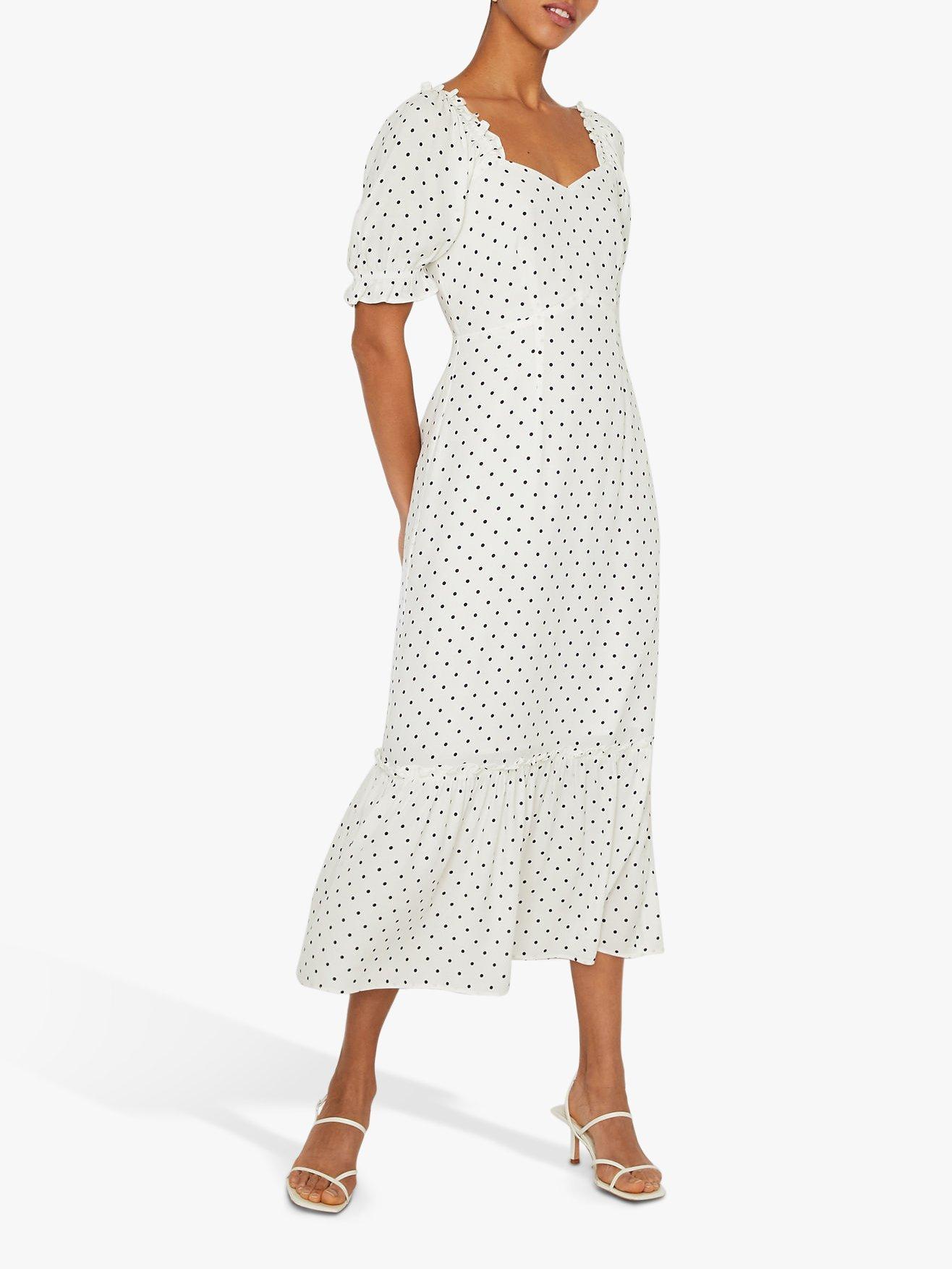 Warehouse Polka Dot Midi Prairie Dress