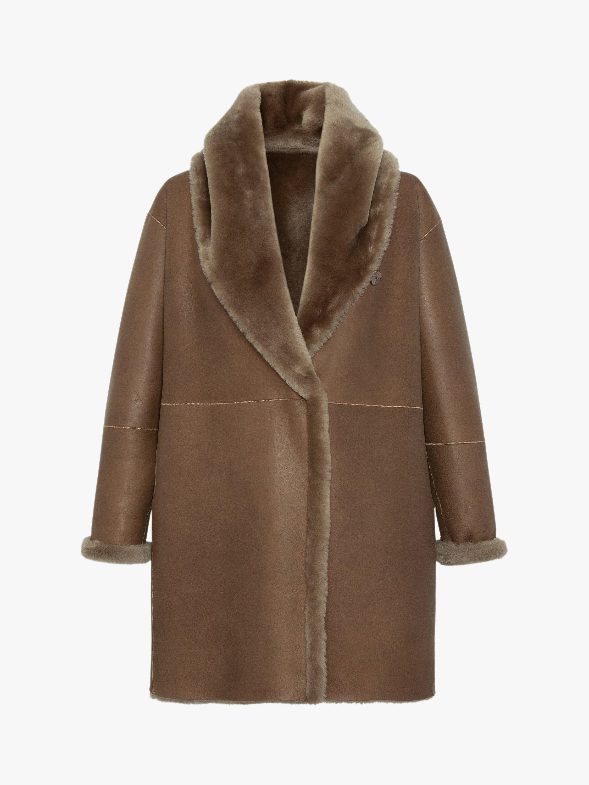 Gerard Darel Abbie Sheepskin Coat, Brown