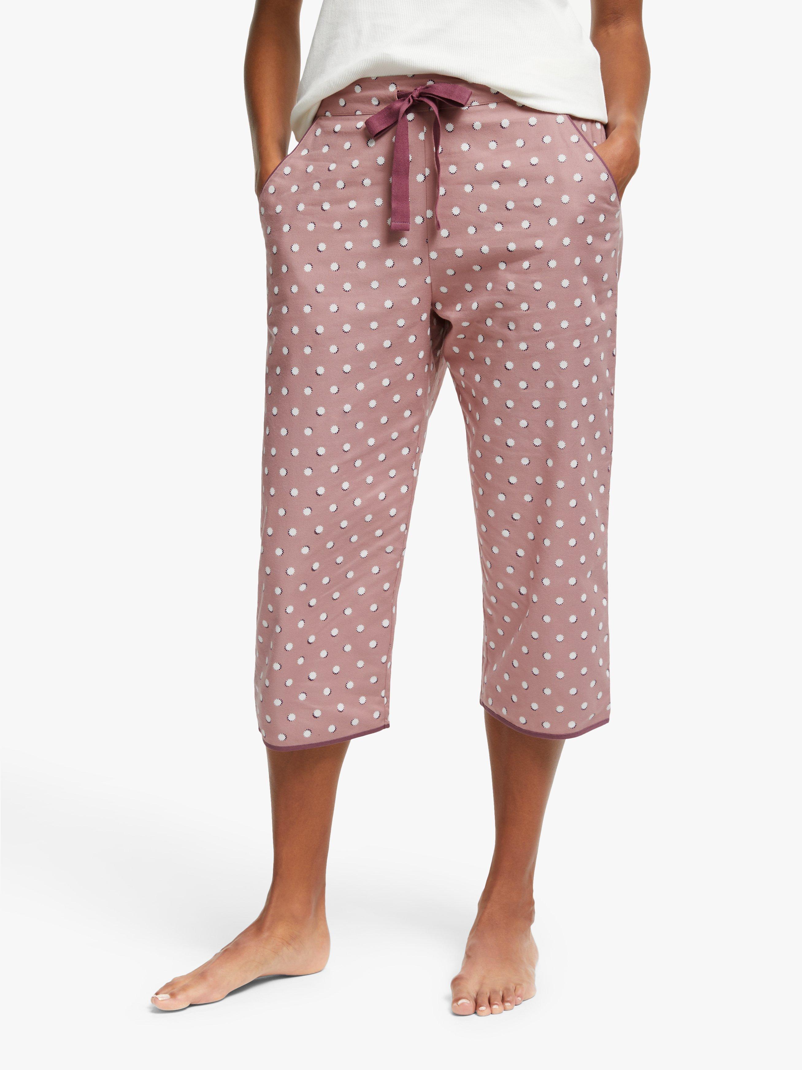 John Lewis Partners Dylan Spot Cropped Pyjama Bottoms Mocha