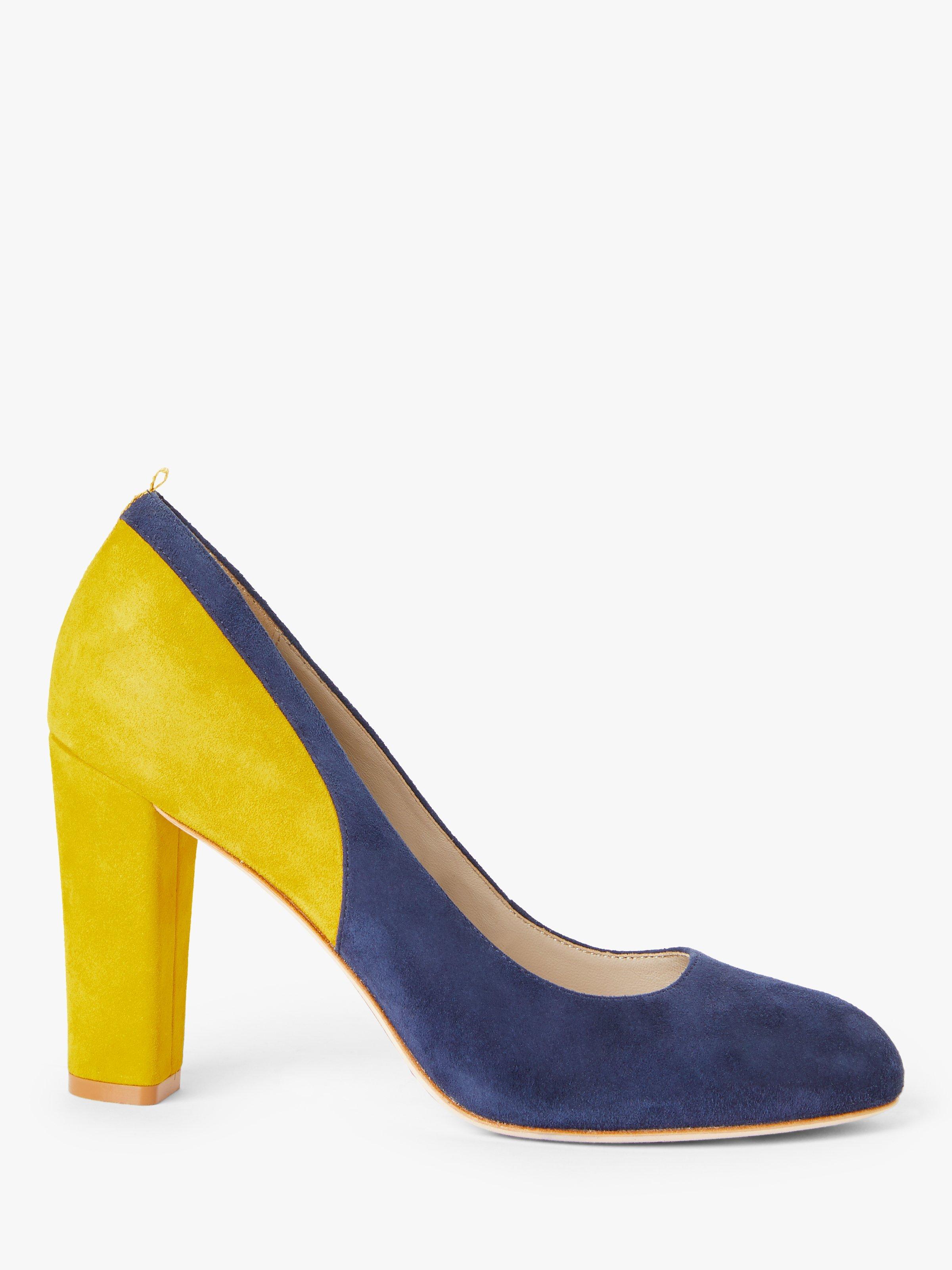 Boden Cathy Suede Colour Block Court Shoes, Navy/Saffron, 6