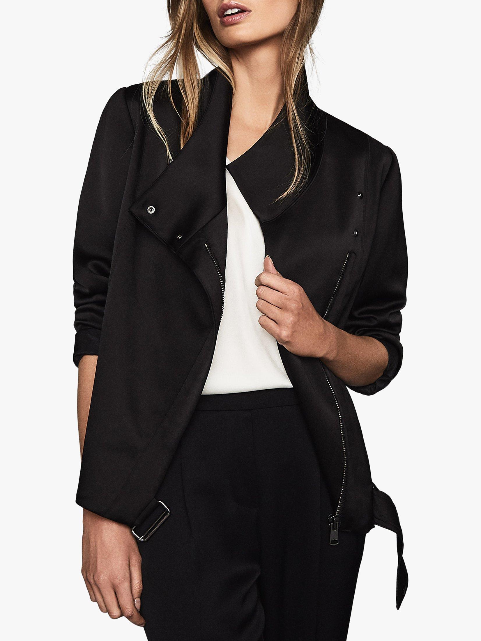 Reiss Harriet Soft Biker Jacket, Black