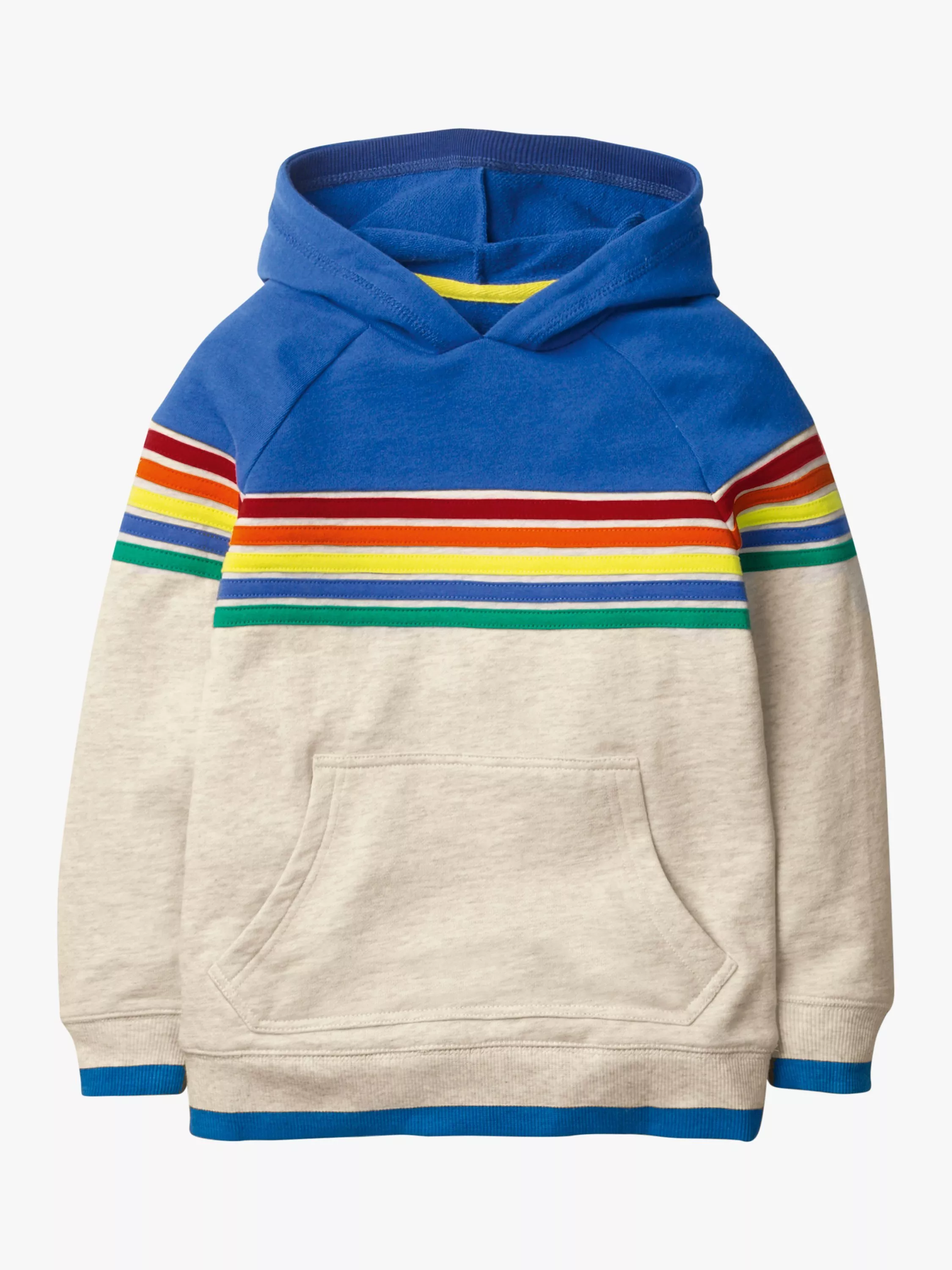 Mini Boden Boys Rainbow Stripe Hoodie Oatmeal Marl