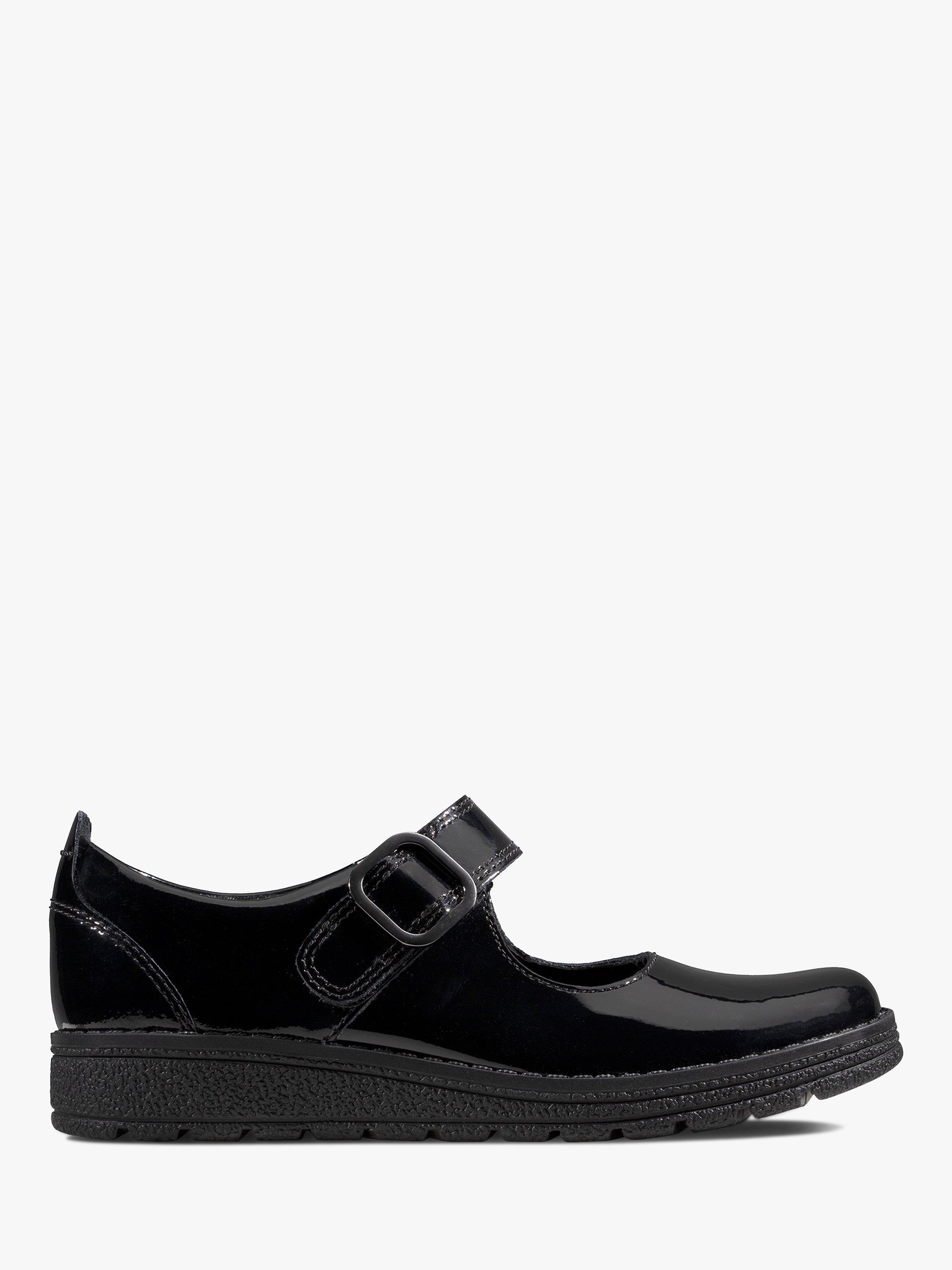 Clarks Children's Mendip Stitch Leather Shoes, Black Patent