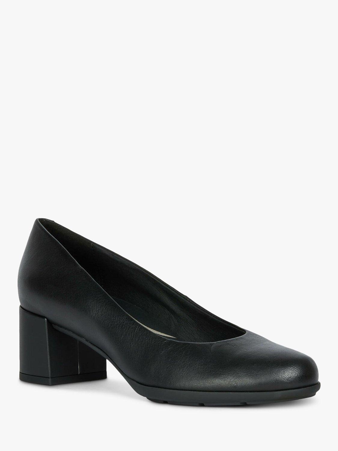 Product image 2 of 8, which shows Geox Women's New Annya Leather Block Heel Court Shoes, Black, 3