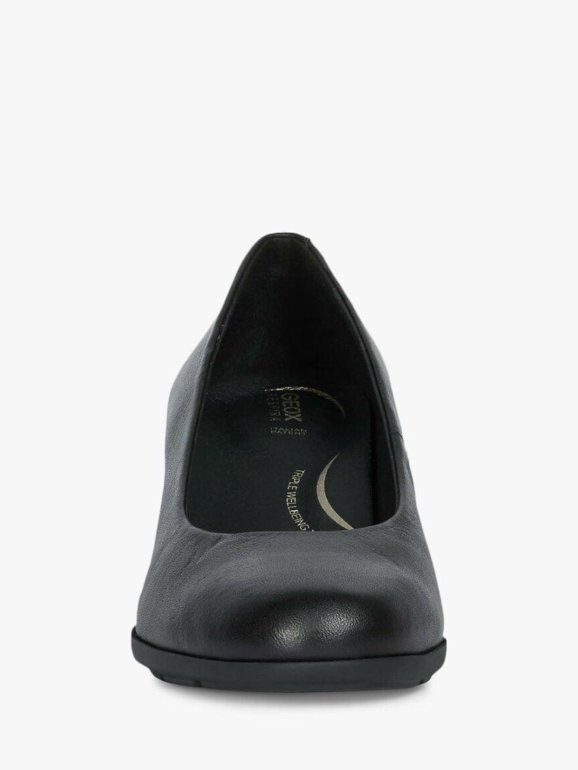 Product image 3 of 8, which shows Geox Women's New Annya Leather Block Heel Court Shoes, Black, 3
