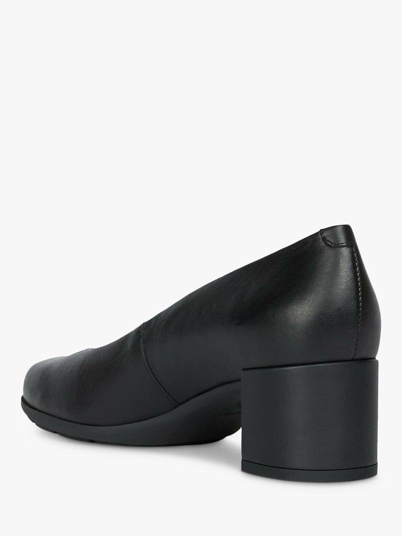 Product image 4 of 8, which shows Geox Women's New Annya Leather Block Heel Court Shoes, Black, 3