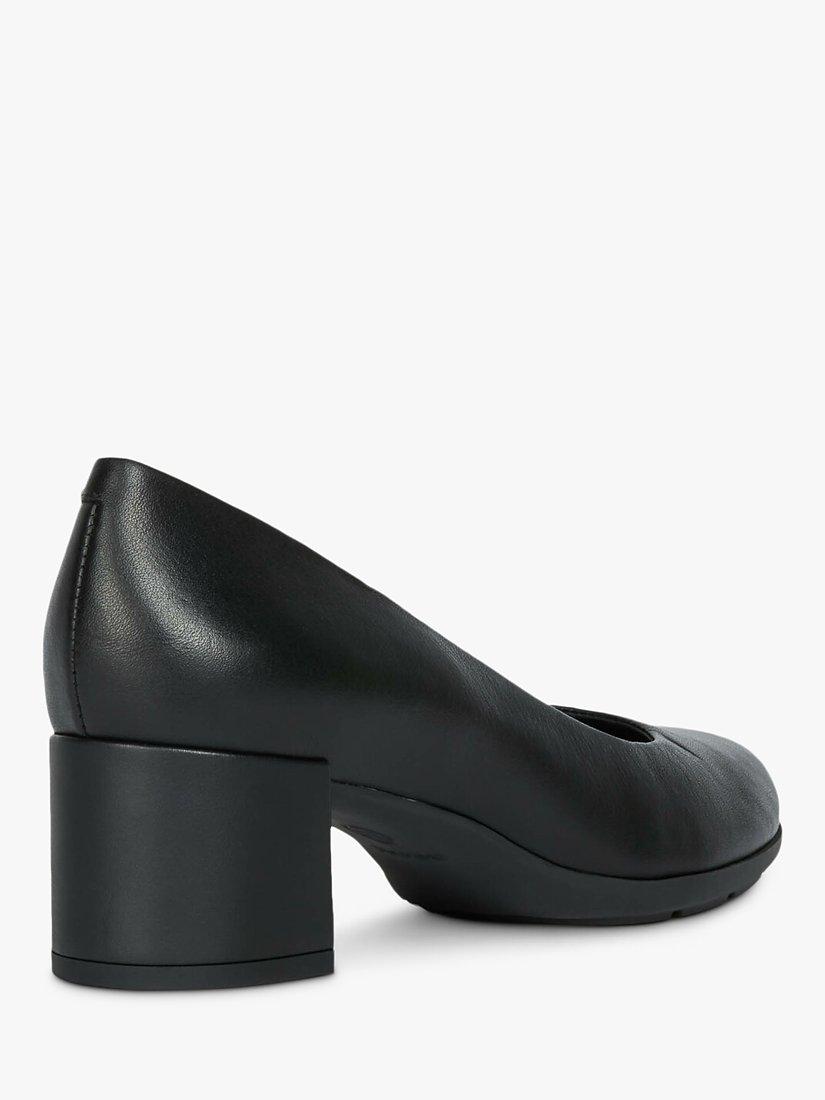 Product image 5 of 8, which shows Geox Women's New Annya Leather Block Heel Court Shoes, Black, 3