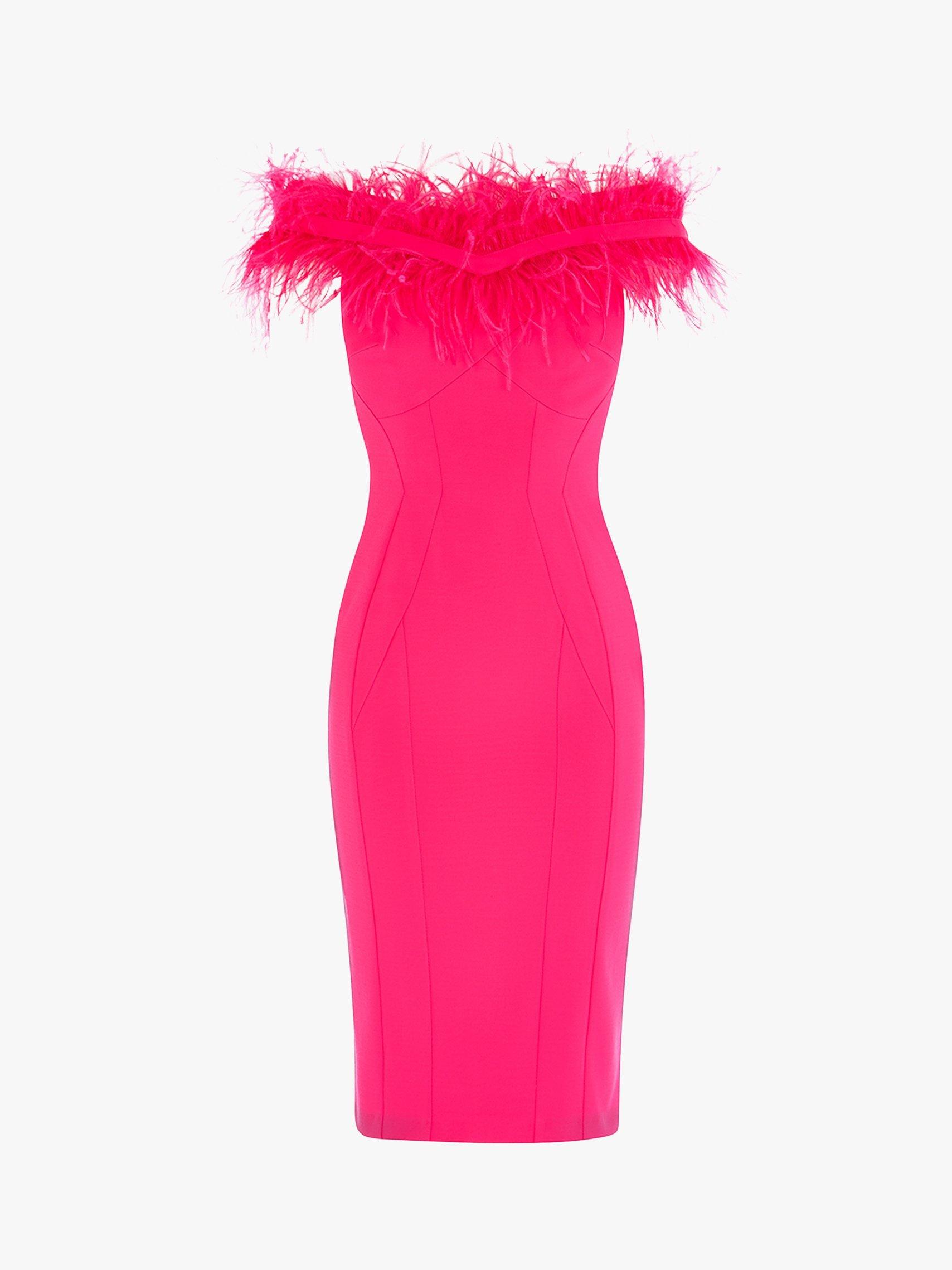 Coast Holly Feather Cocktail Dress Pink