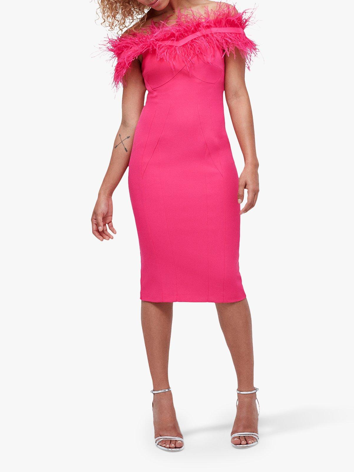 Coast Holly Feather Cocktail Dress Pink