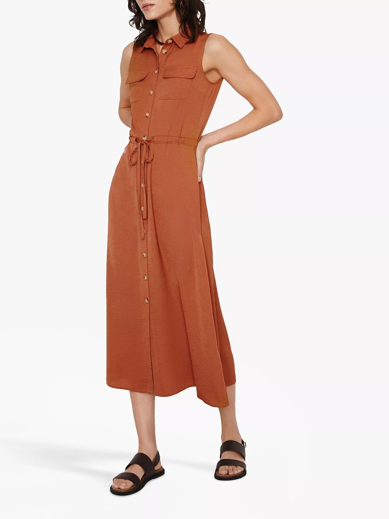 Warehouse Textured Midi Shirt Dress