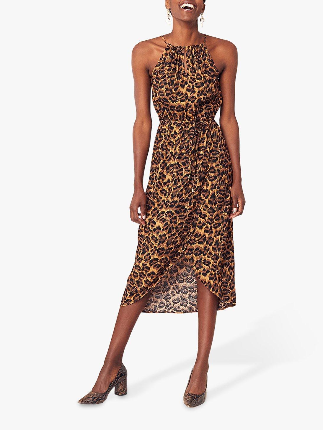 Oasis Leopard Print Halter Dress Multi