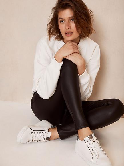 Mint Velvet Faux Leather Leggings, Black, Black