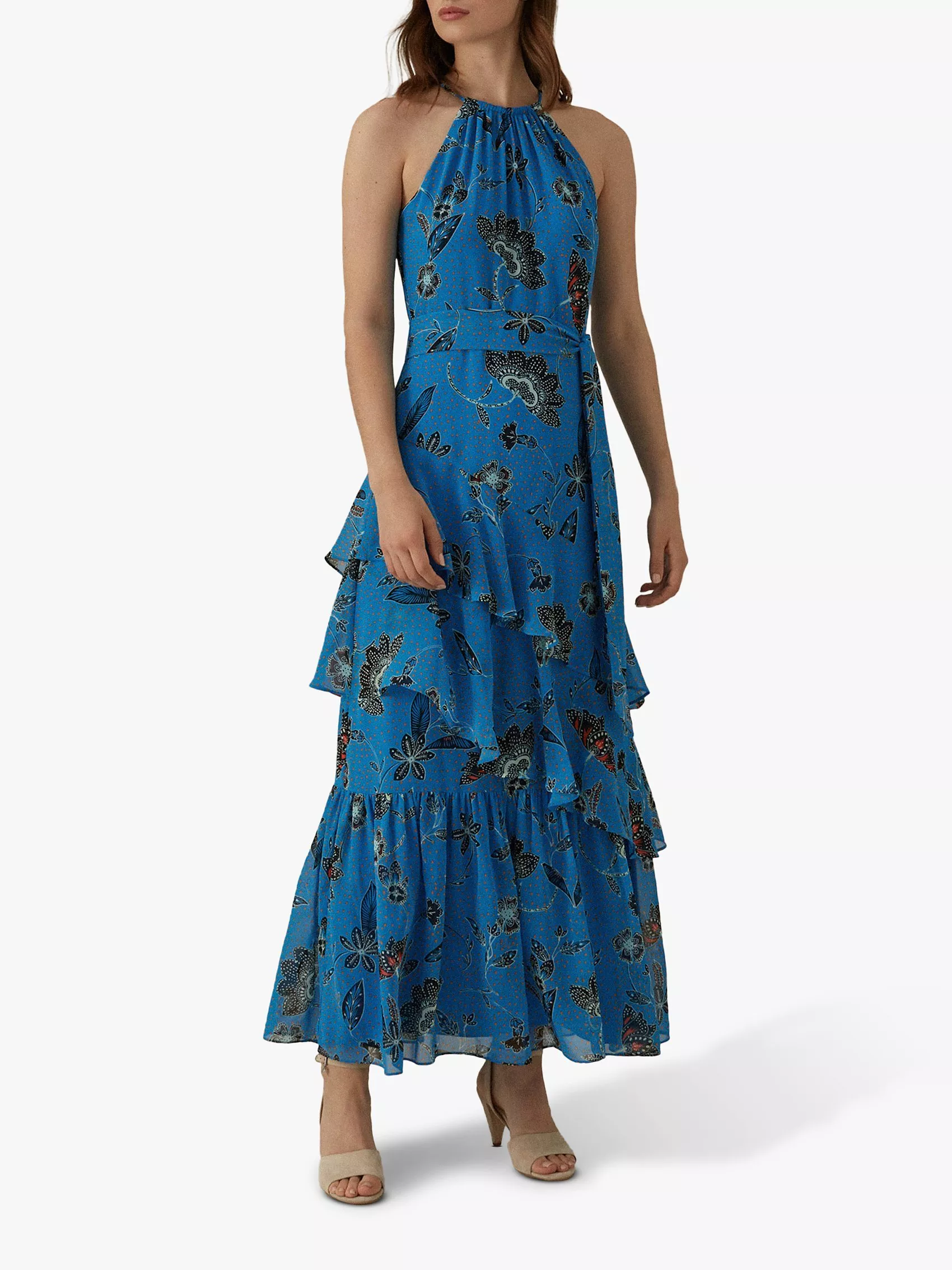 Karen Millen Floral Maxi Dress, Blue