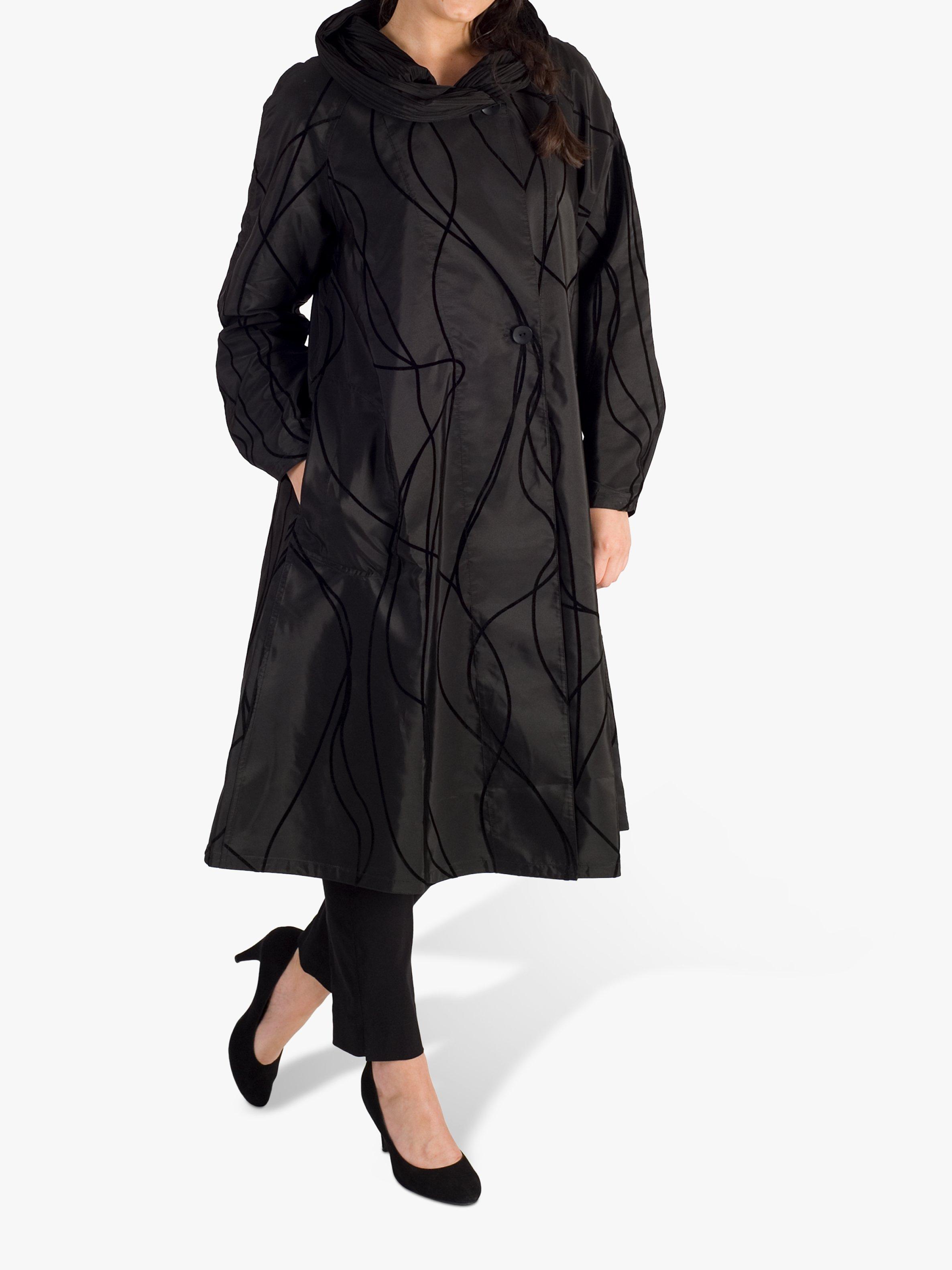 chesca Velvet Embossed Reversible Raincoat, Black