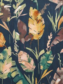 John Lewis Aralia Print Pair Blackout/Thermal Lined Eyelet Curtains, Teal - view 2, Teal