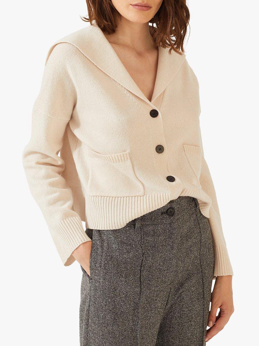 Jigsaw Sailor Collar Cardigan, Stone