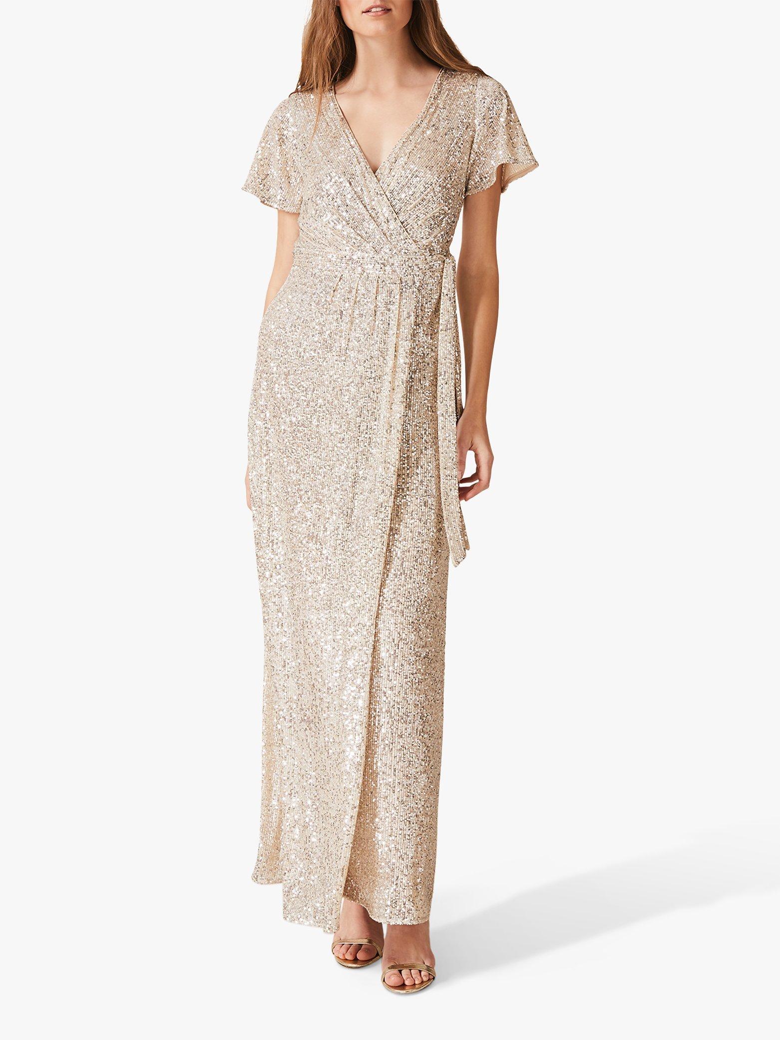 Phase Eight Amily Sequin Dress, Silver, 12