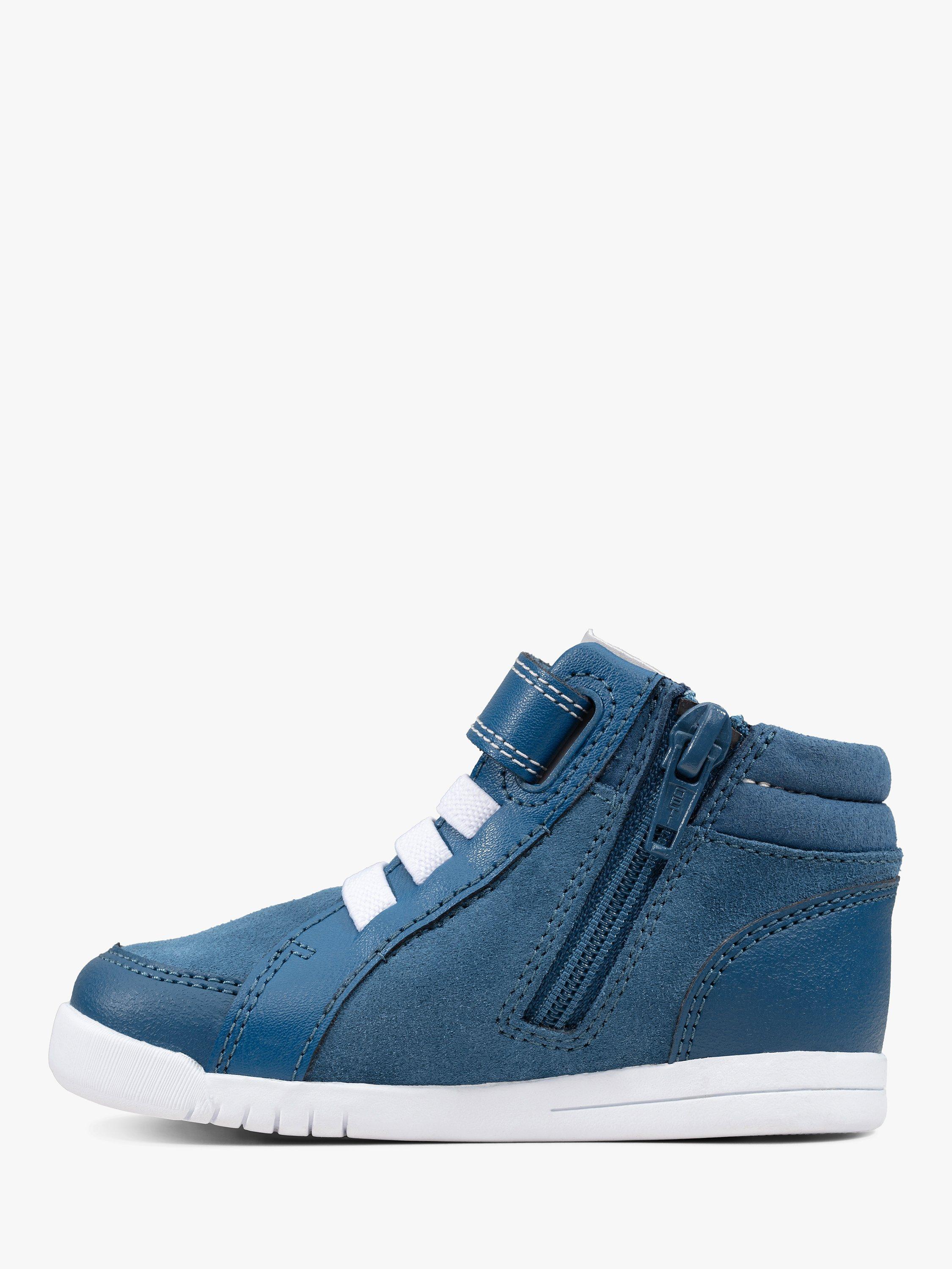 Product image 4 of 7, which shows Clarks Junior Emery Beat Suede Riptape Shoes, Blue, 4H Jnr
