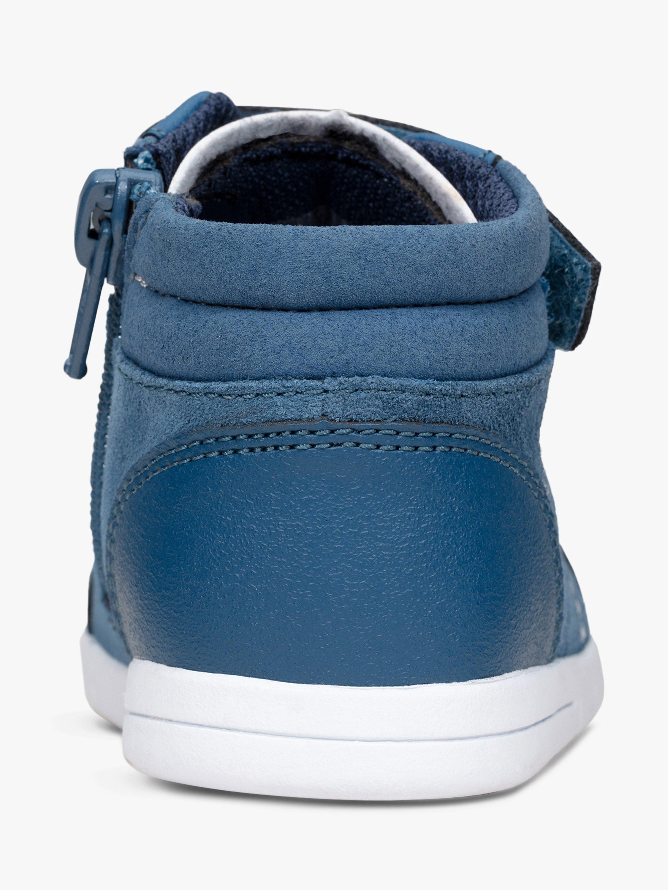 Product image 5 of 7, which shows Clarks Junior Emery Beat Suede Riptape Shoes, Blue, 4H Jnr