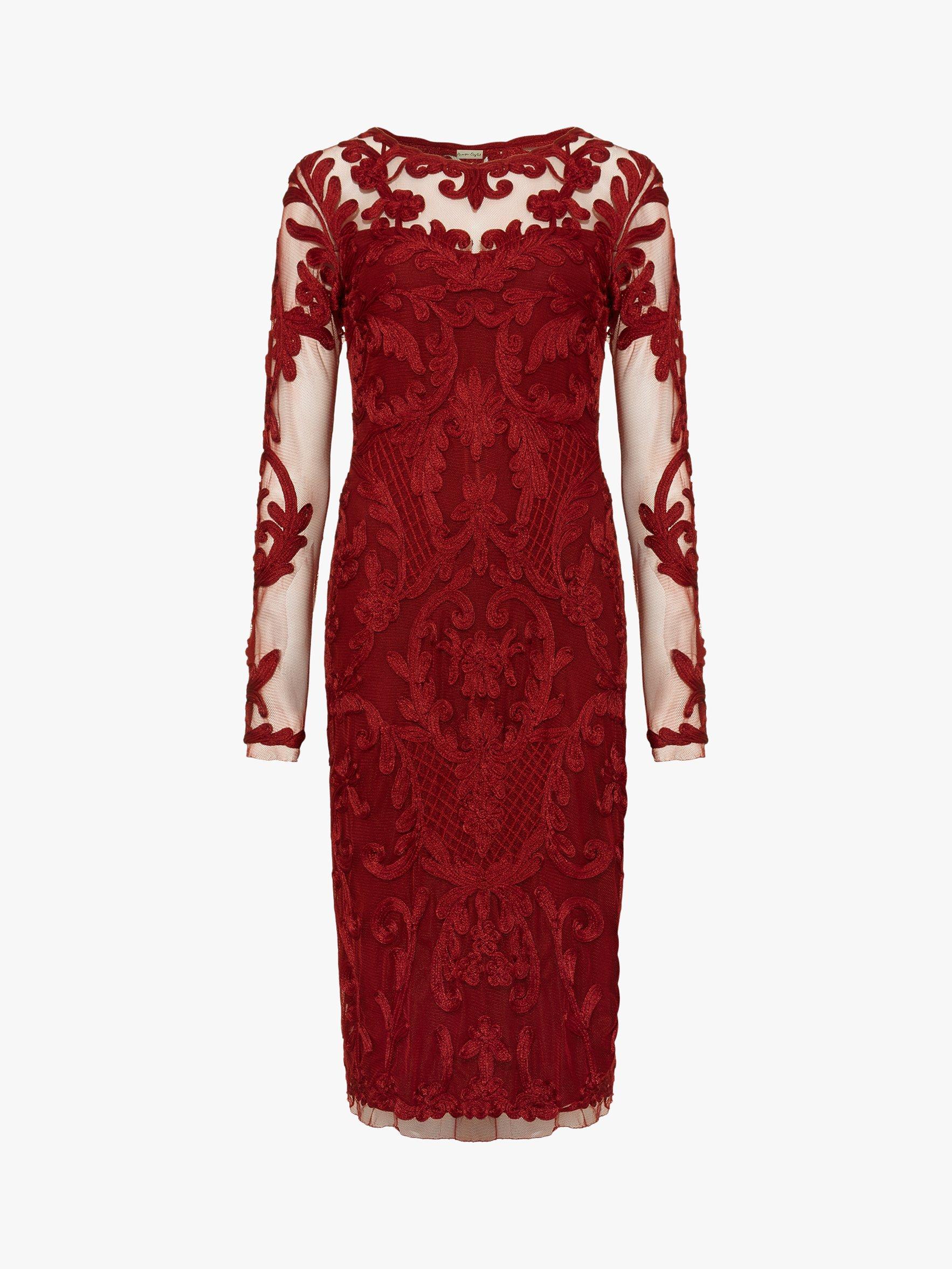 Phase Eight Nikita Tapework Lace Dress, Sangria