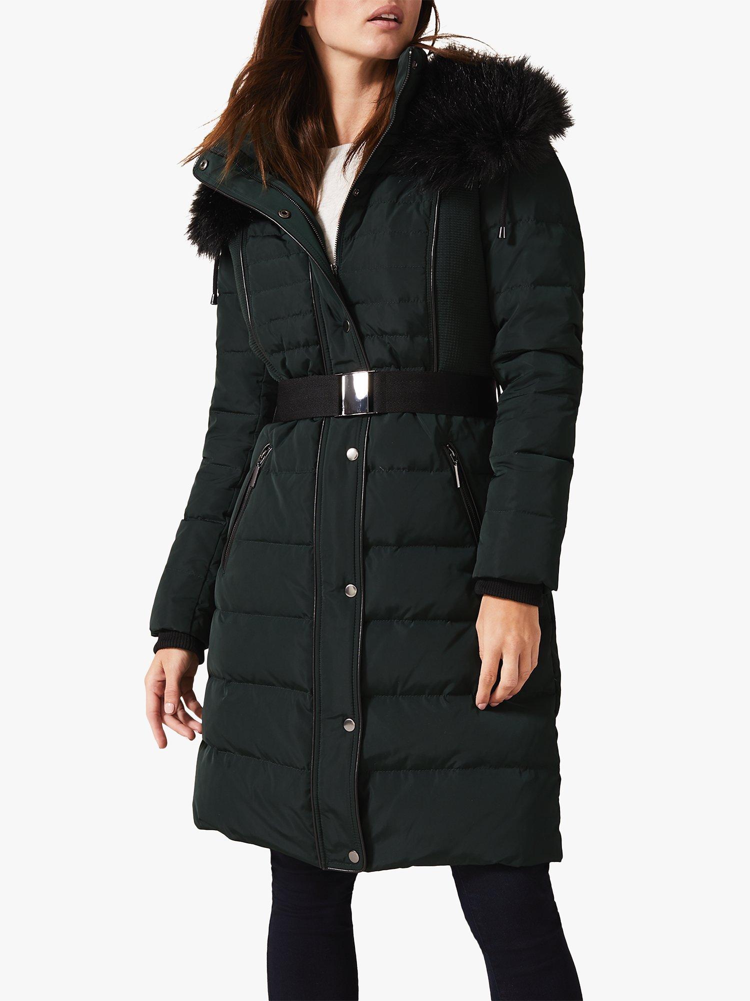 Phase Eight Brisa Side Stitch Long Puffer Jacket Forest Green