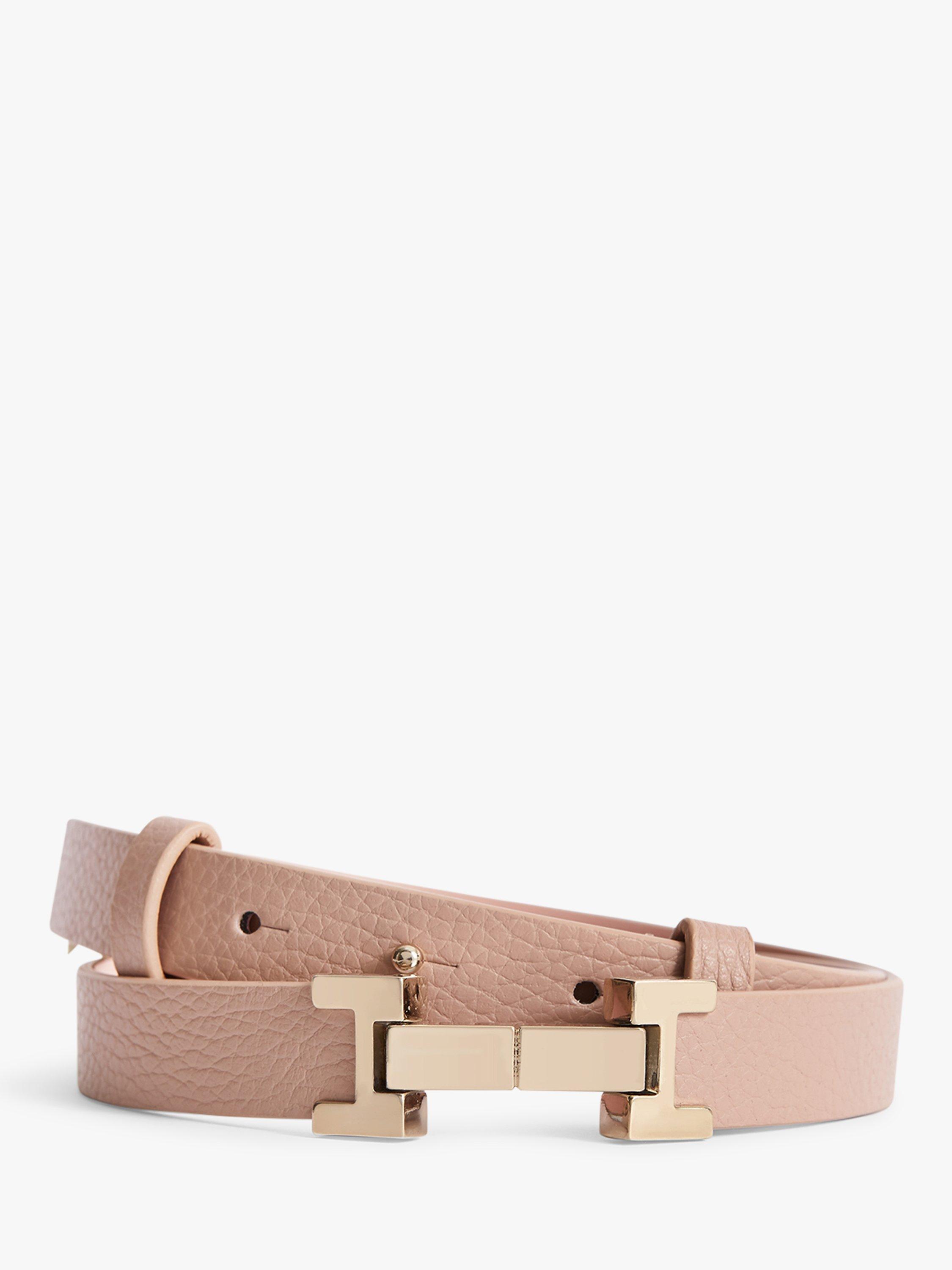 Reiss Hayley Square Hinge Leather Belt, Nude