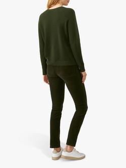 Pure Collection Washed Velvet Jeans - view 2, Rich Olive