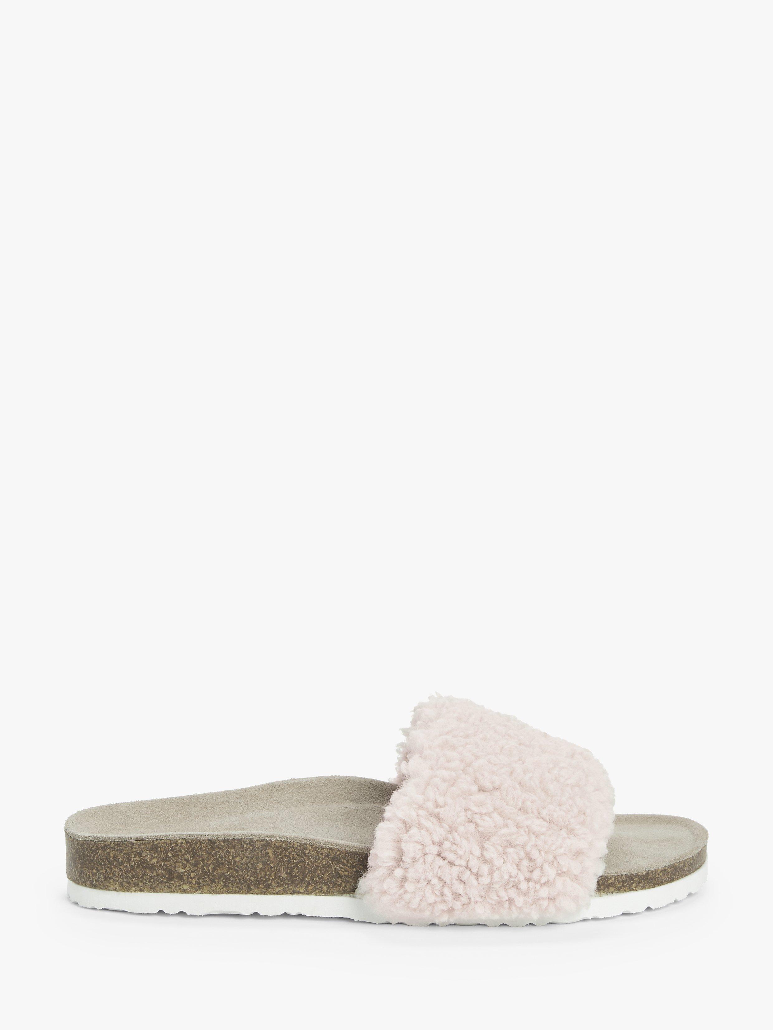 John Lewis & Partners Borg Slider Slippers, Pink