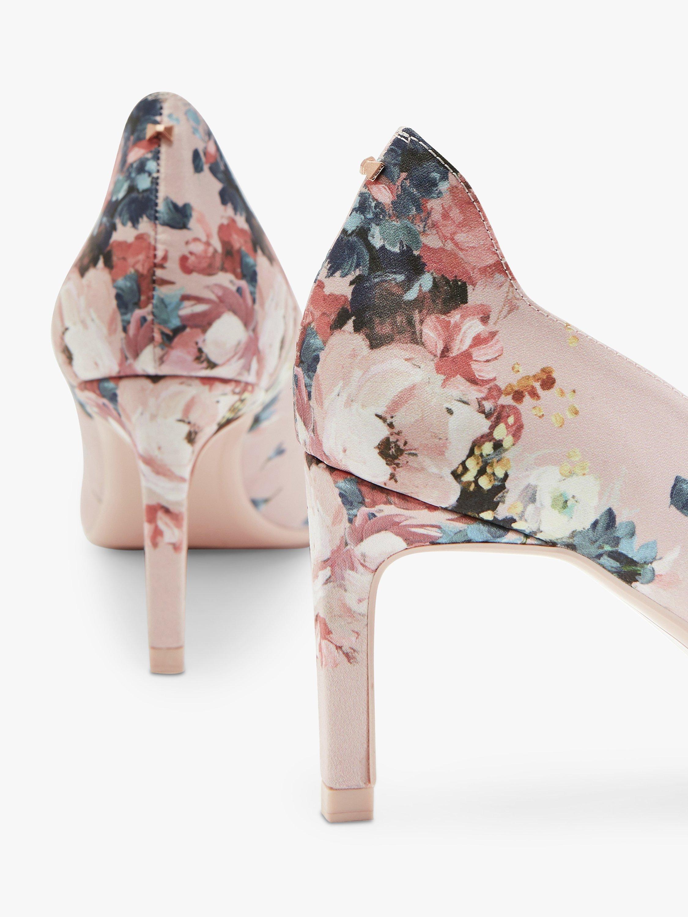 Pink floral court shoes hotsell