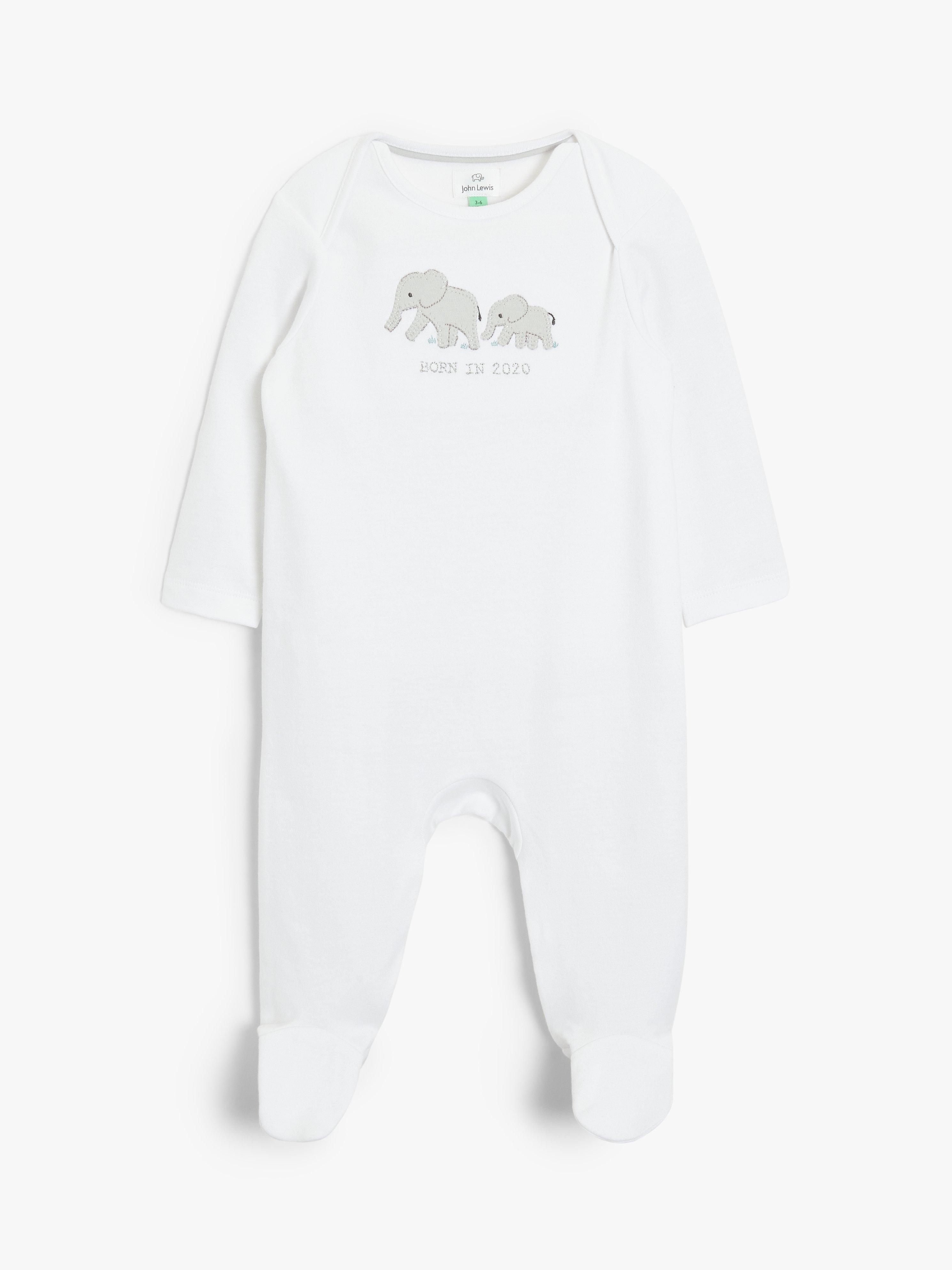 John Lewis & Partners Baby Born in 2020 Sleepsuit, White