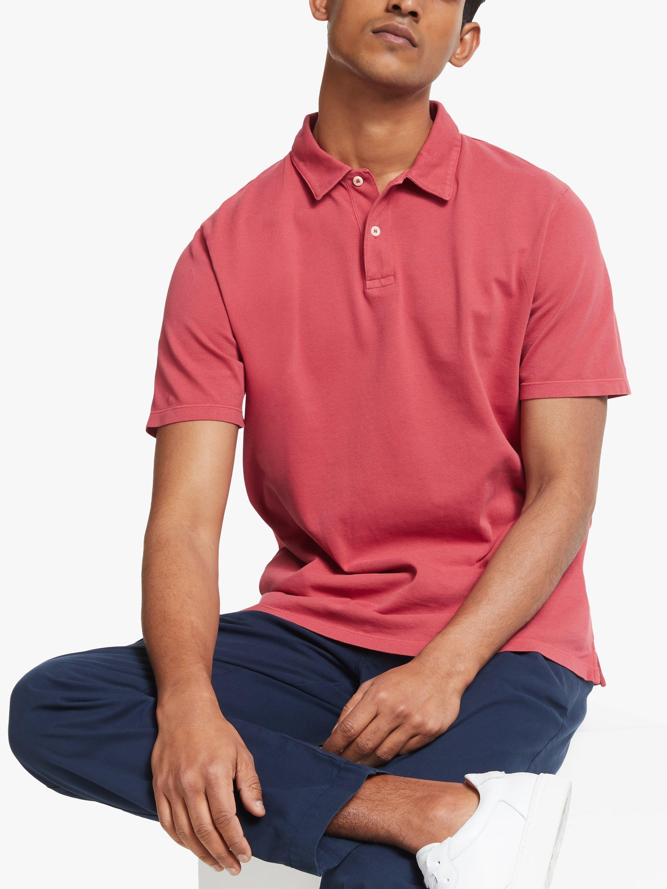 John Lewis & Partners Garment Dye Polo Shirt, Hibiscus