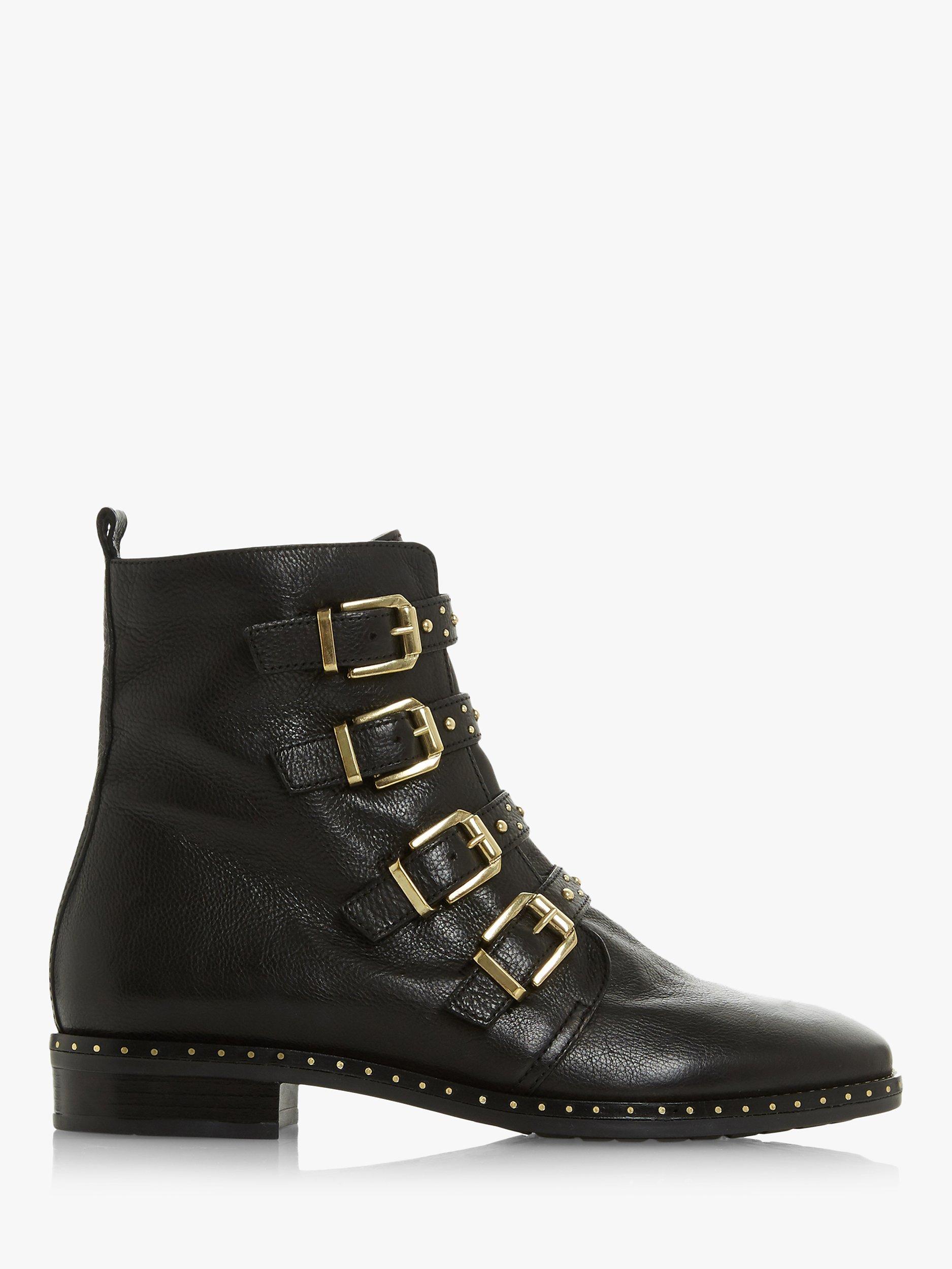 Dune Pixxel 2 Buckle Detail Biker Boots, Black