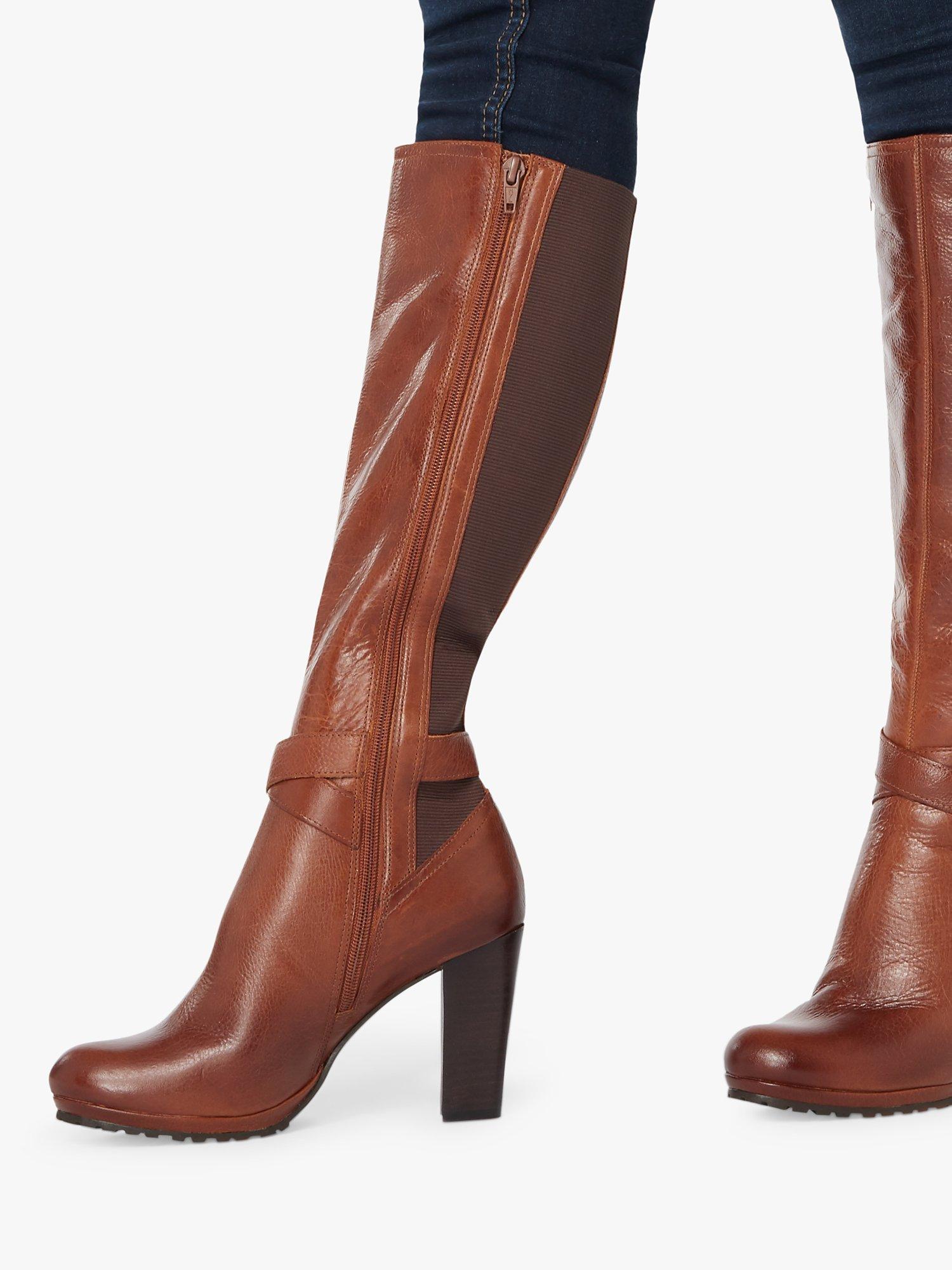 Dune Sebby High Block Heel Leather Knee Boots