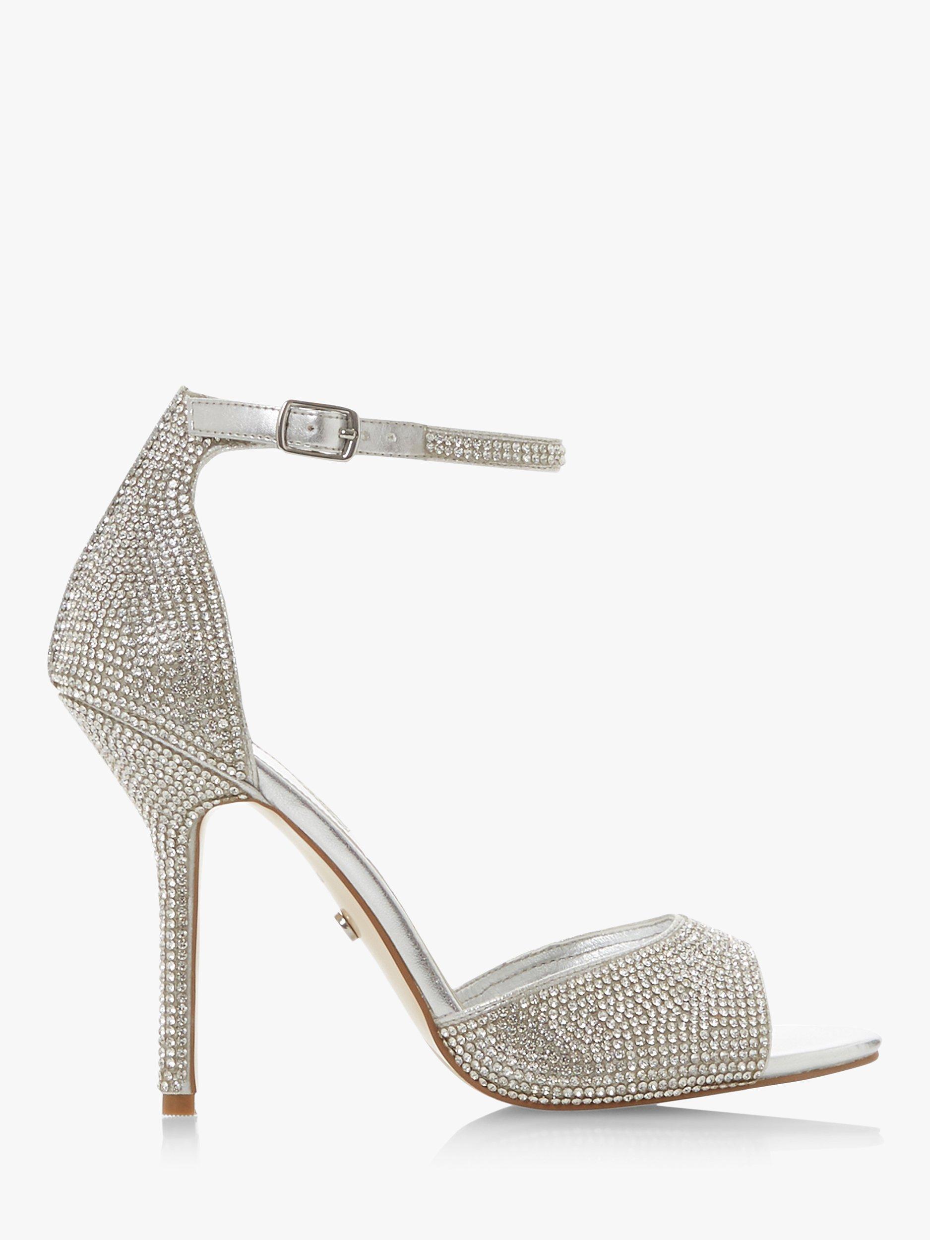 Dune Millionaire Diamante Stiletto Heel Sandals, Silver