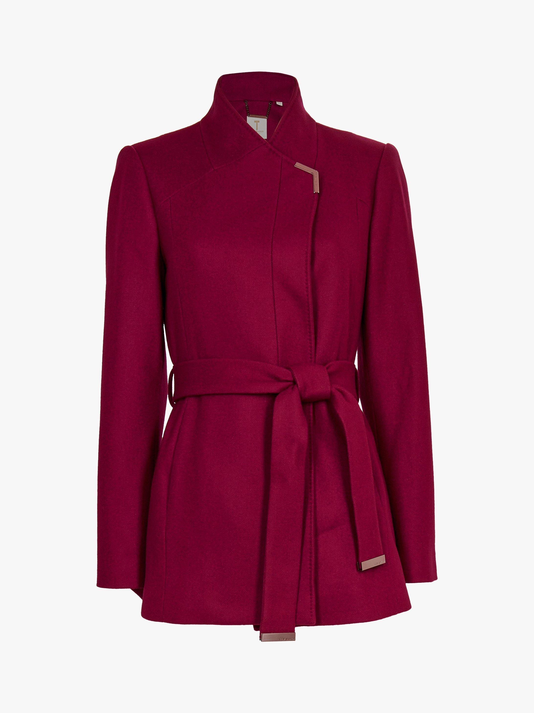 Ted Baker Drytaa Wool Short Belted Wrap Coat Pink