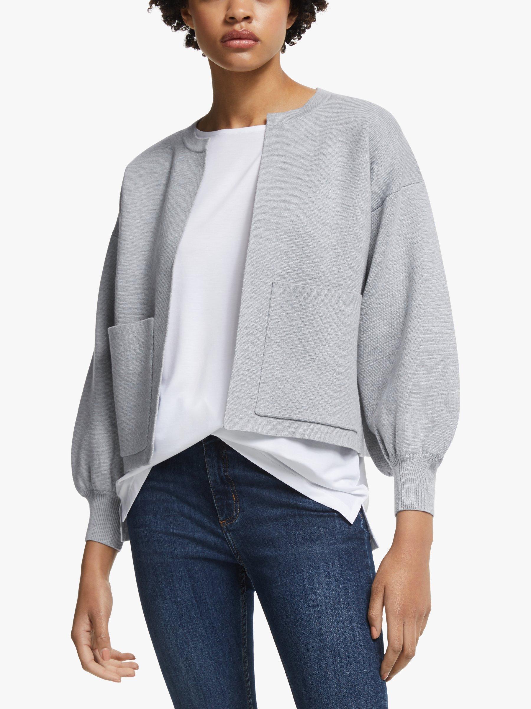 John Lewis & Partners Edge To Edge Jacket, Silver Grey, 12