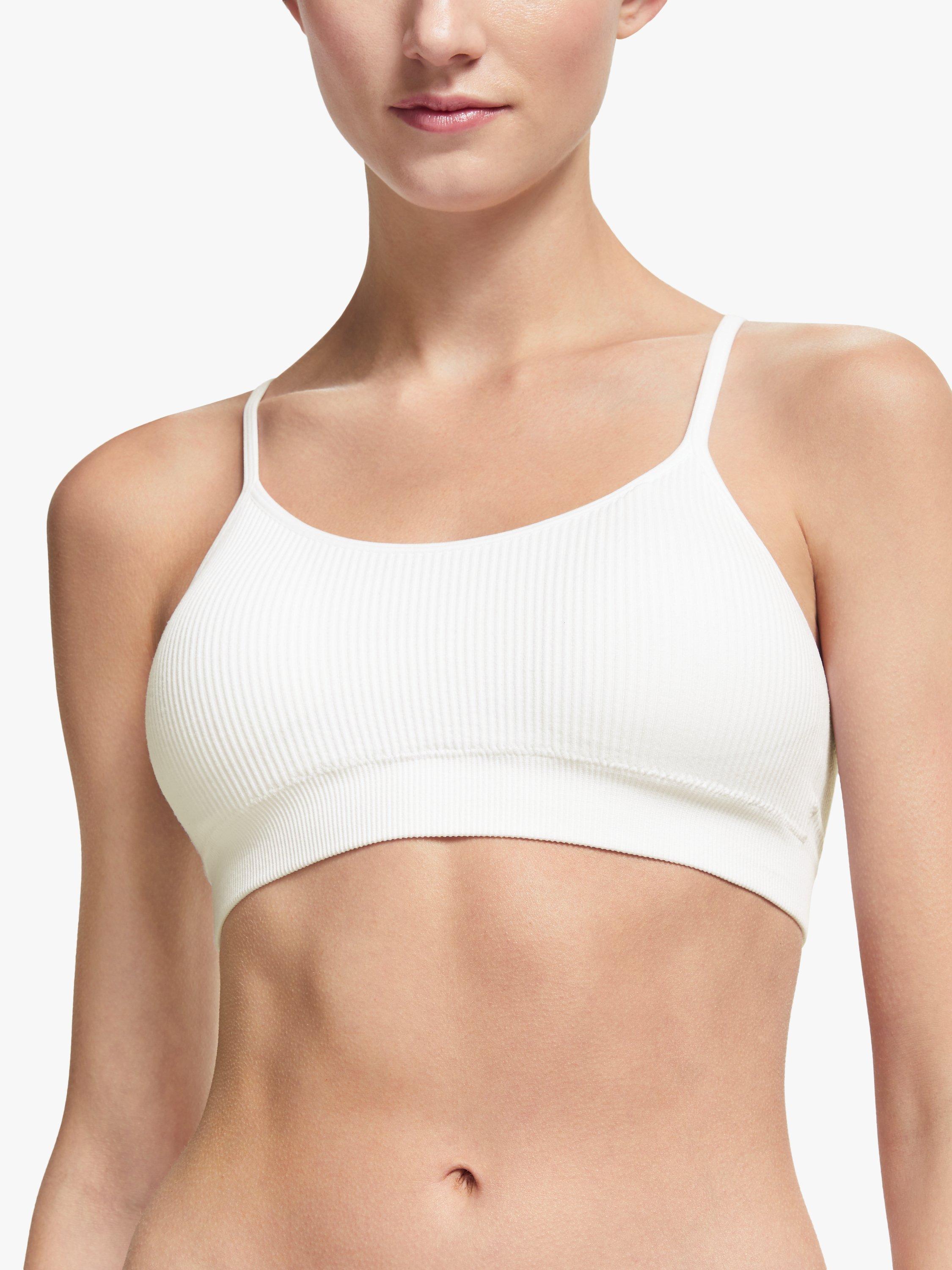 Product image 1 of 5, which shows John Lewis ANYDAY Paige Non Wired Ribbed Crop Top Bra, White, S